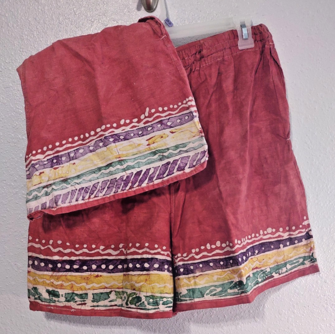 Vintage Nigerian Batik Wax Print Shorts Lot 2 Handmade Africa Textile Wall Art