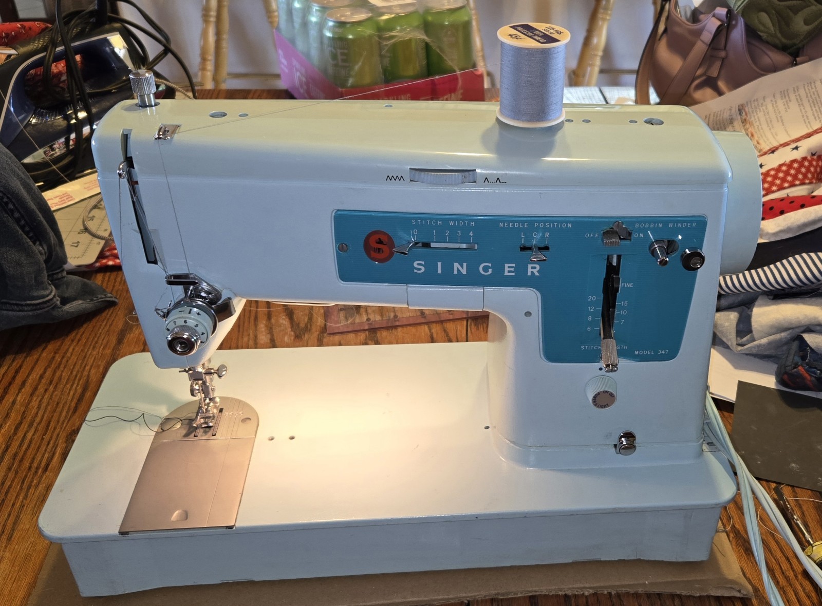 SERVICED - SINGER 347 Steel Gear Sewing Machine - Denim Canvas Quilting