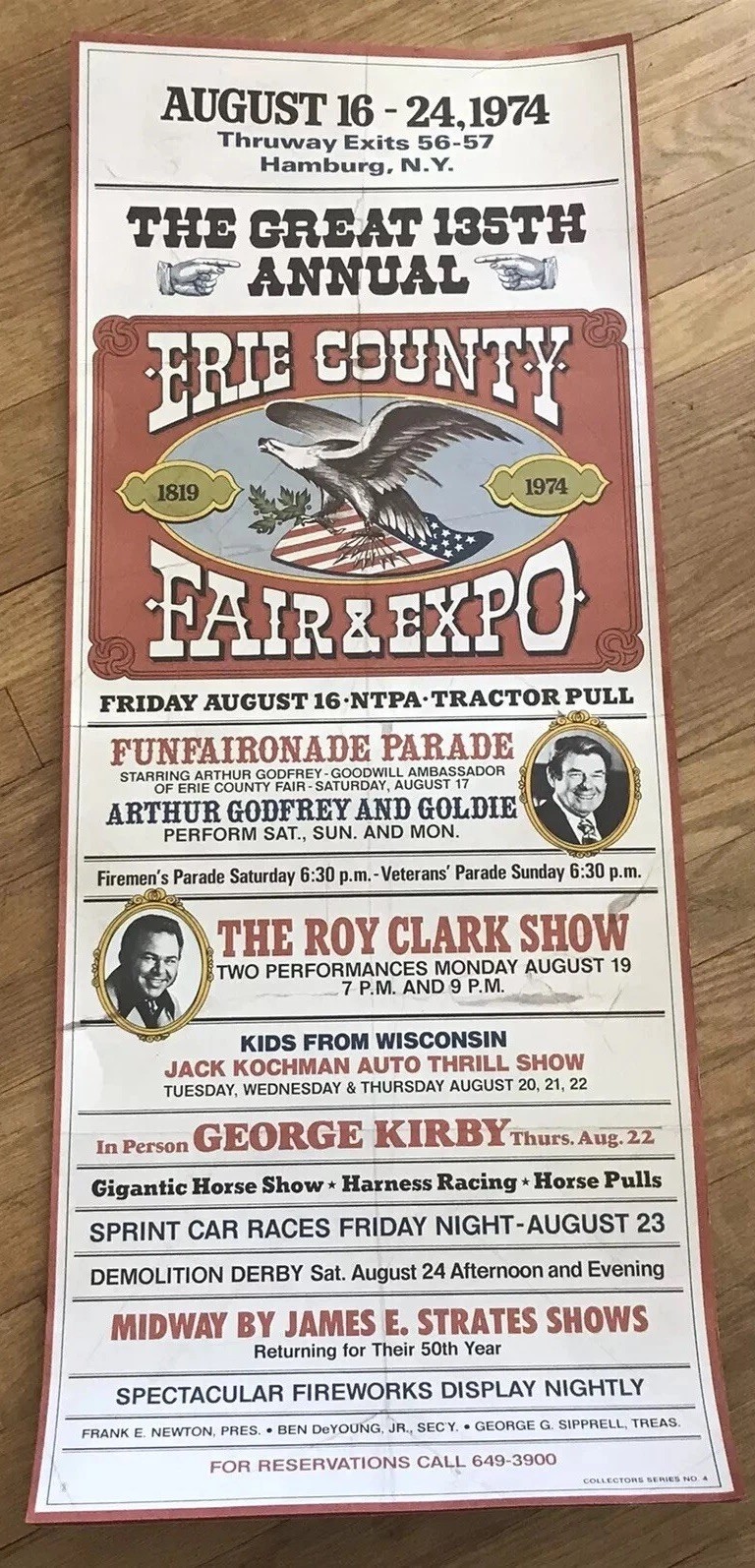 VTG ERIE COUNTY FAIR POSTER  Aug 16-24 1974 HAMBURG NY ARTHUR GODFREY Large