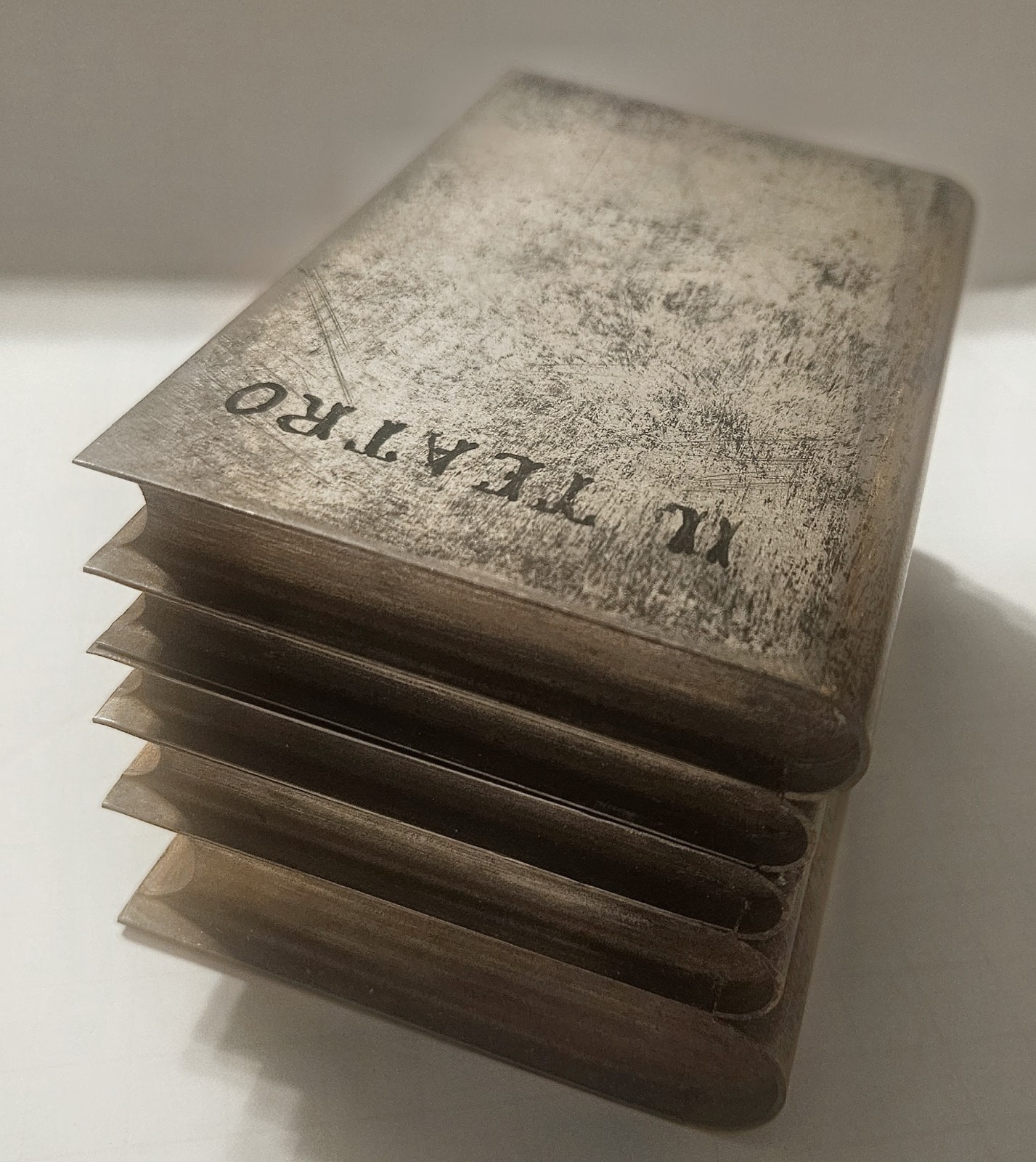 Vintage Italian Brutalist Il Teatro Metal Book Shaped Box
