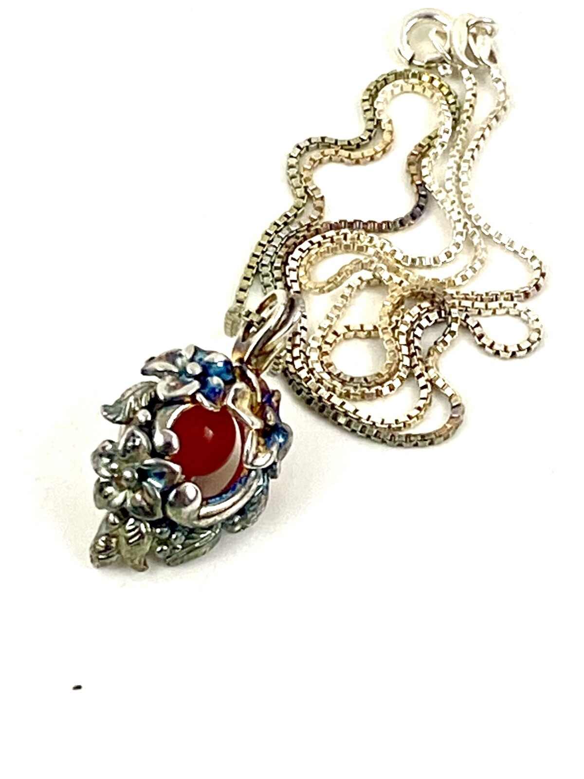 Sterling Silver Hawaiian PuaKea Flower Of Love Pendant With 5 Beautiful Stones