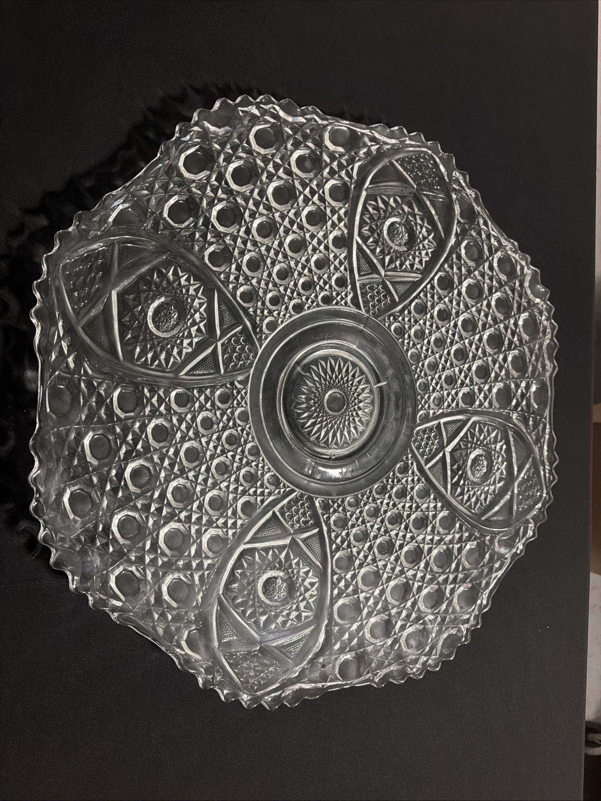 Vintage Smith Glass Daisy Button Clear Punch Underplate Discontinued 22 1/2