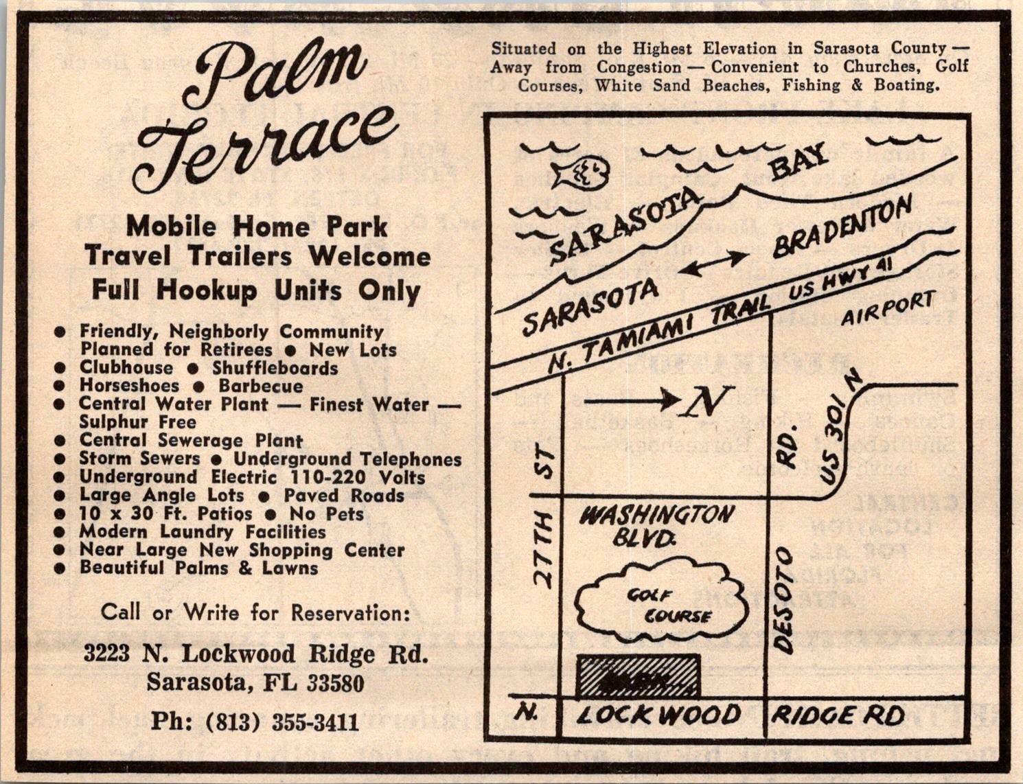 Palm Terrace Mobile Home Park Sarasota FL 1974 Ad TAK6-M10