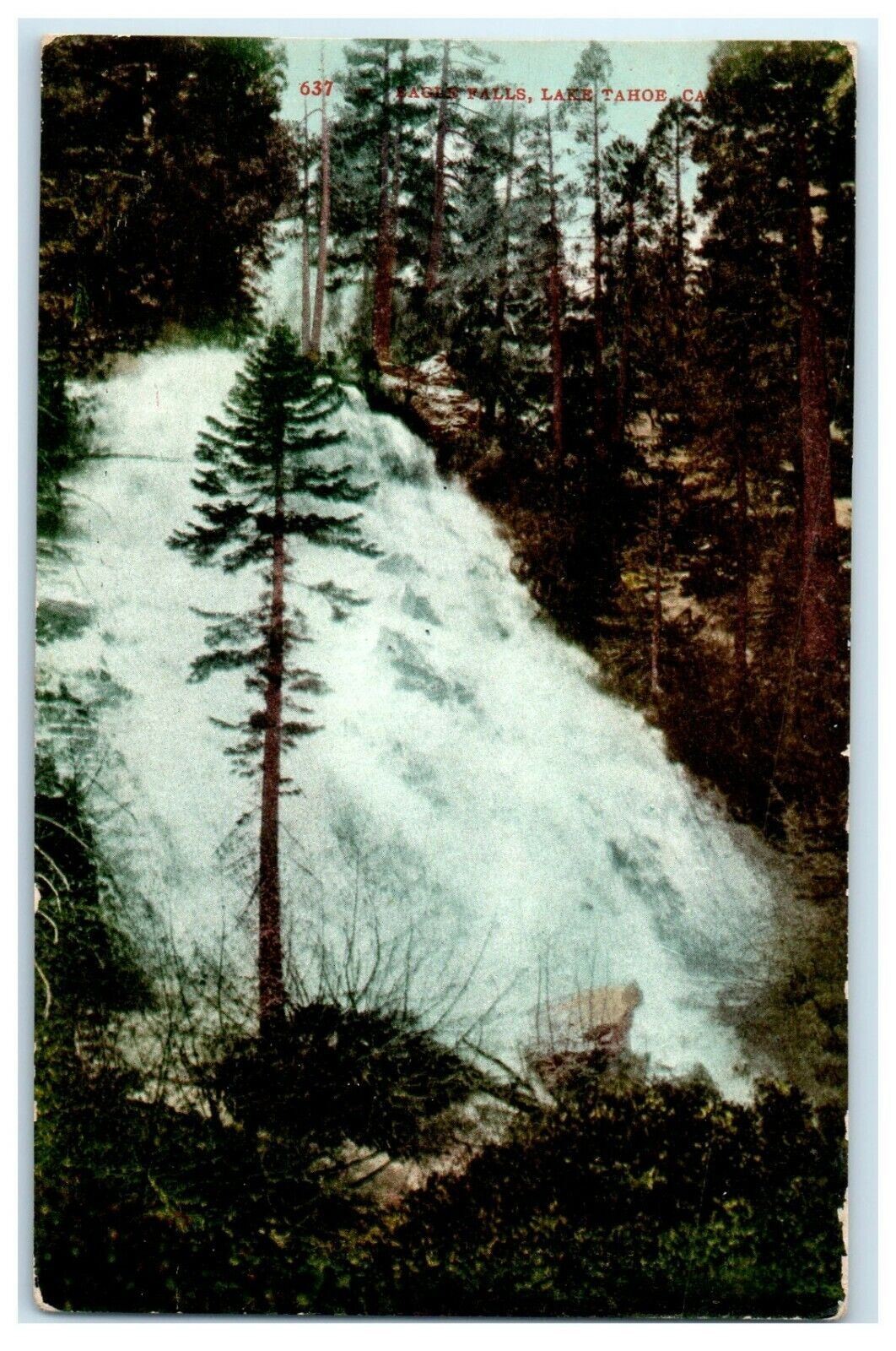 c1910's Eagles Falls Waterfall Lake Tahoe California CA Antique Postcard