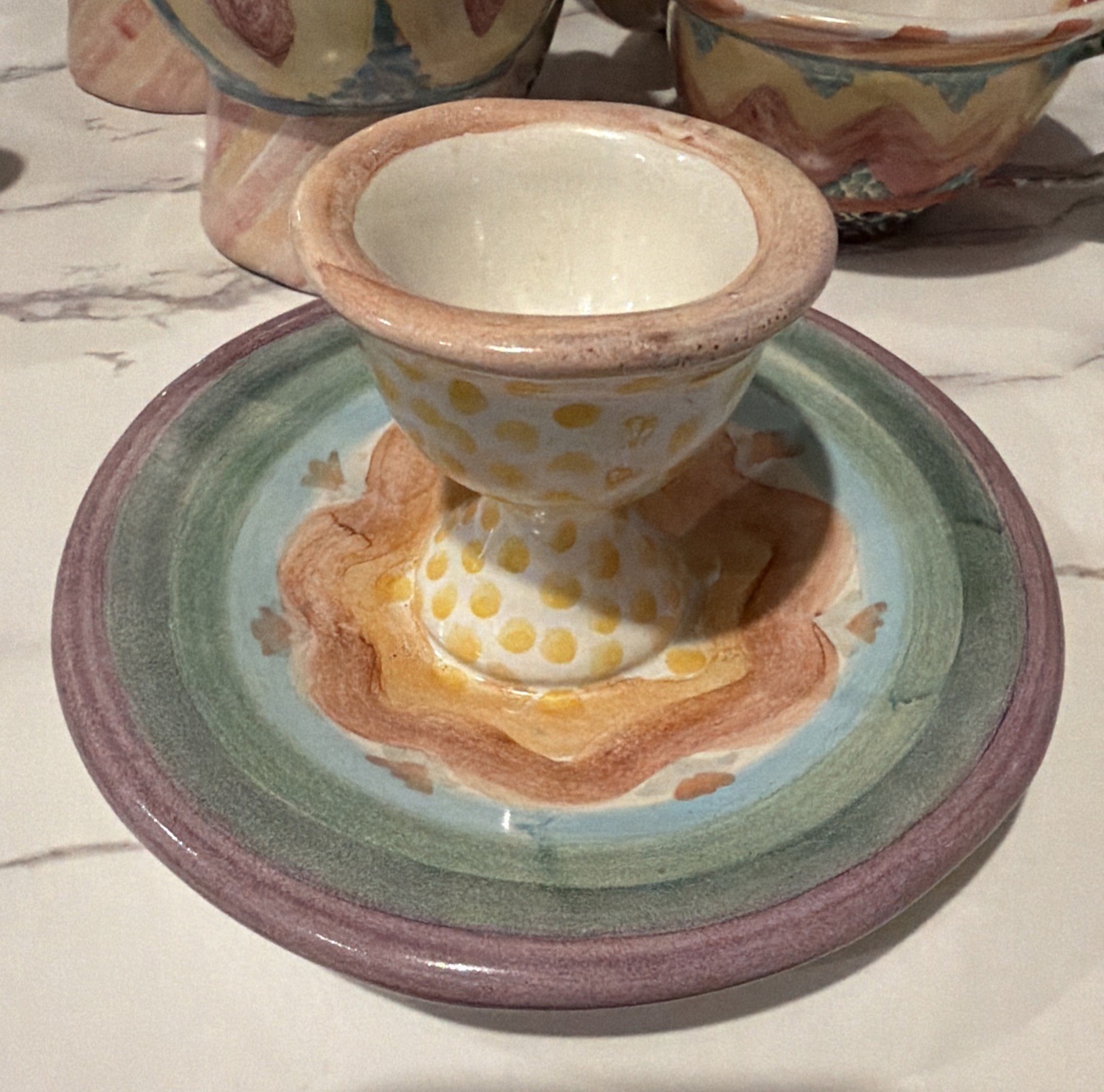 MacKenzie-Childs Vintage Keukenhof  Egg Cup with Saucer