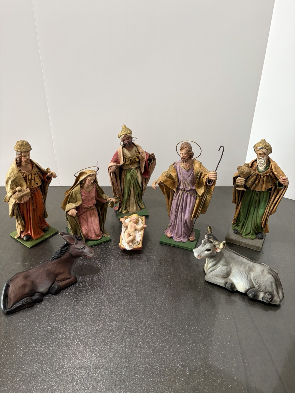 Vintage Italian Papier-Mâché Cartapesta Nativity Set – Fratelli Colella 8pc Set