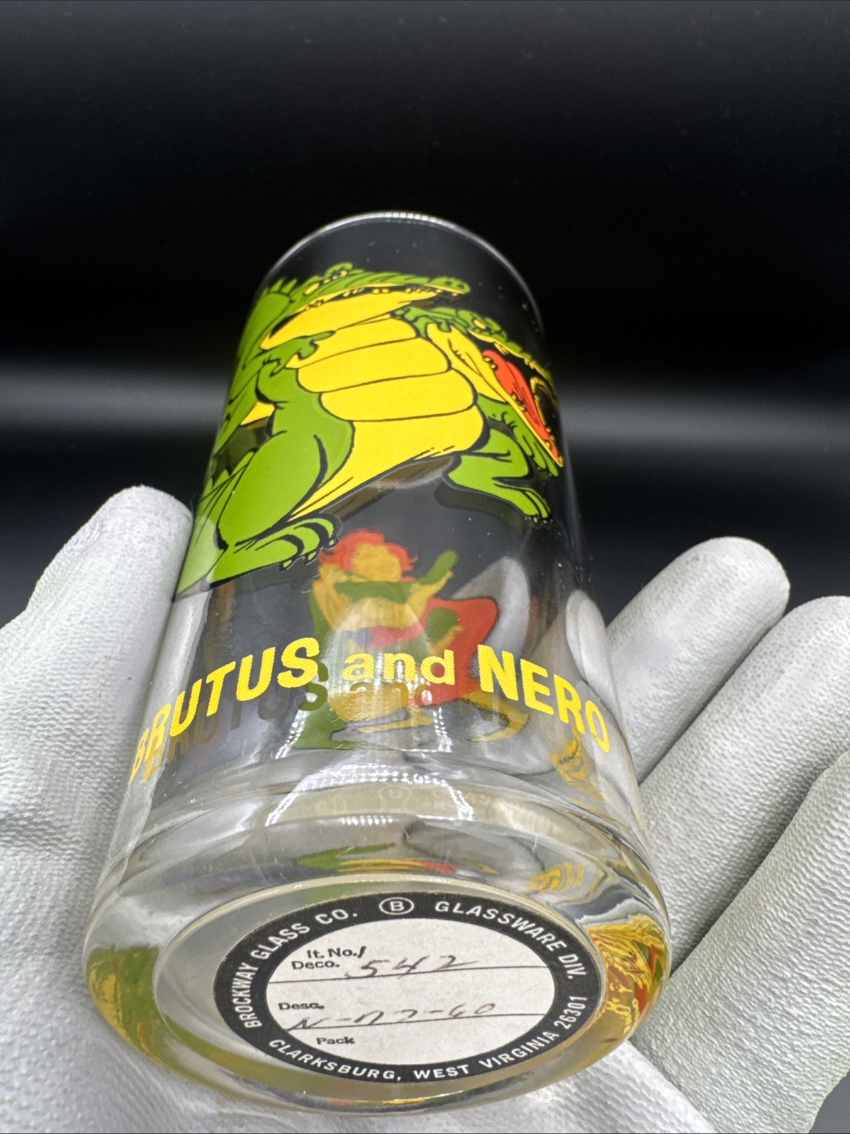 Brockway Sticker Brutus & Nero Drinking Glass Pepsi  1977 Disney Collectors NOS