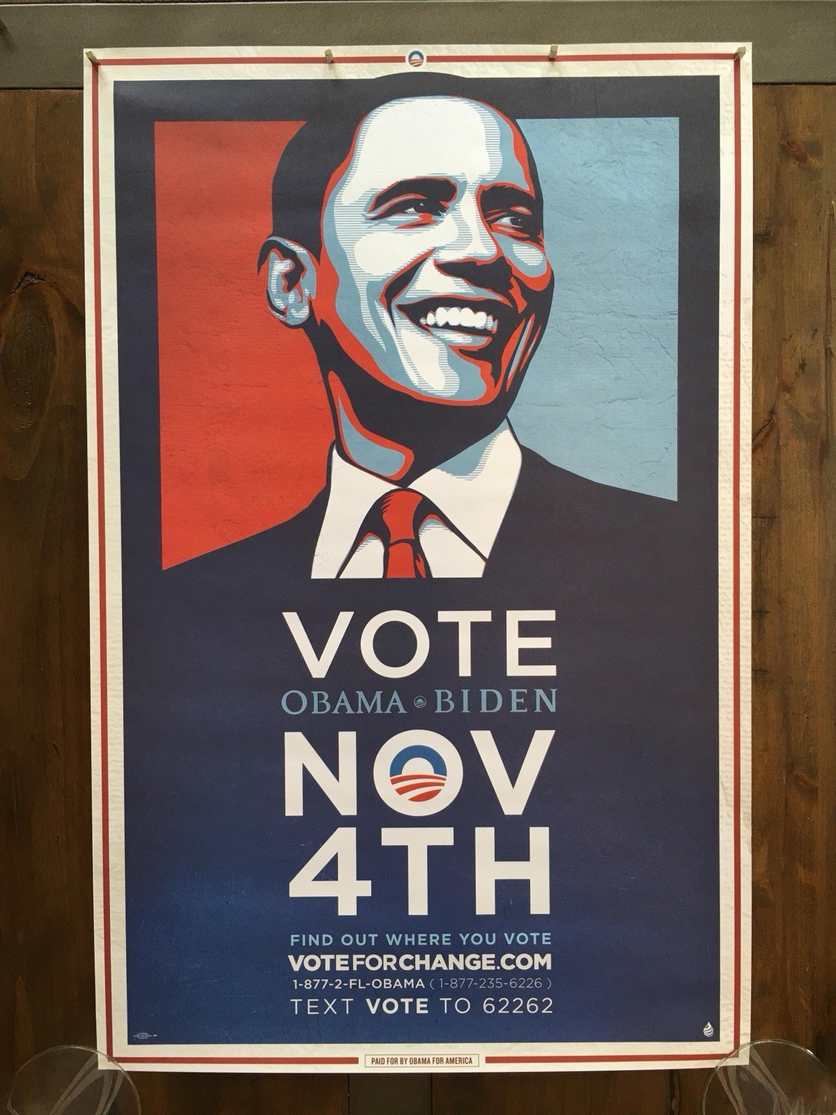 Vintage Obama Biden 2008 Campaign Poster VOTE Democrat Politics Liberal Wall Y2K