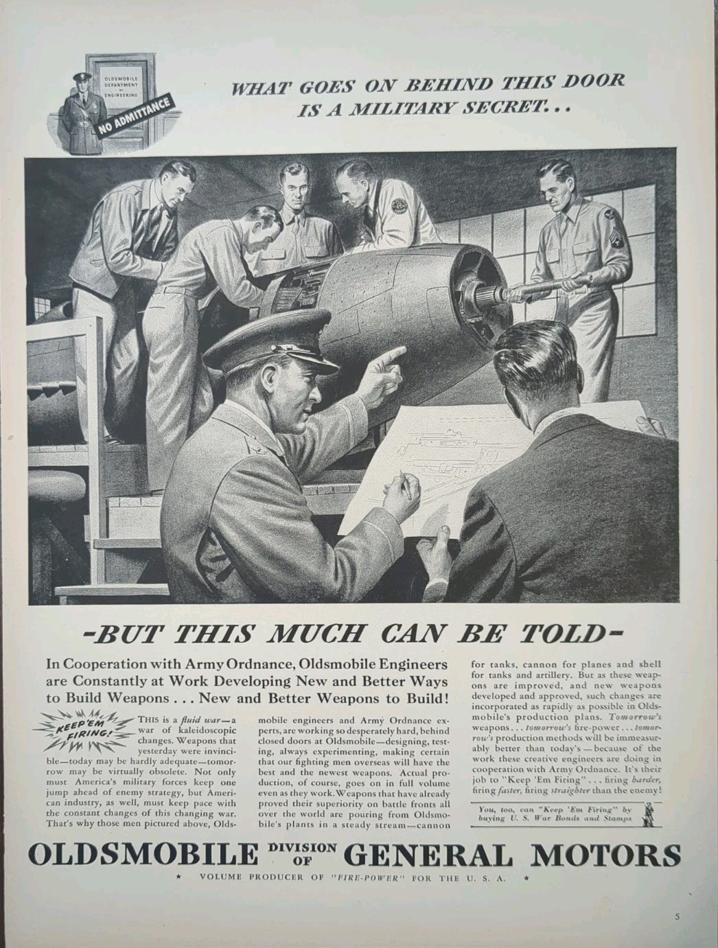 1943 WWll Aviation Manufacturing Print At General Motors Defense Production 