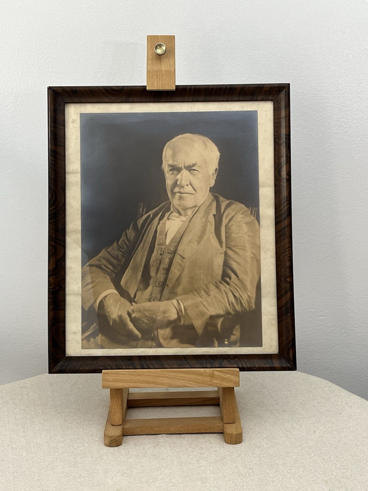🟡 Thomas Edison Monochromatic Photograph Replica Stringfellow Letter ~ Framed