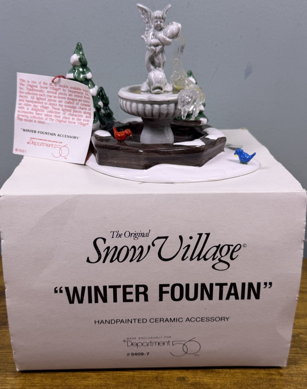 Department 56 Original Snow Village Winter Fountain 54097 w/ Card & Box 1991