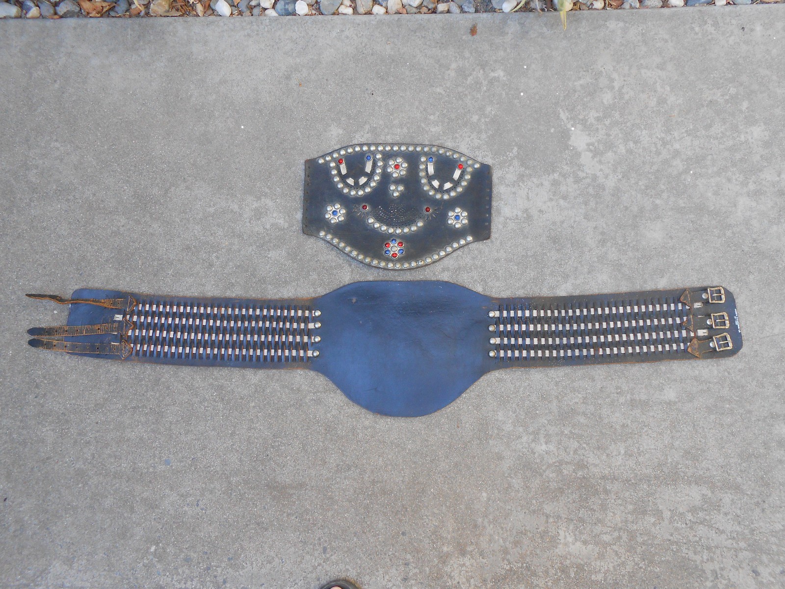 Vintage Buco Leather Kidney Belt Joseph Buegeleisen Detroit Studded Three Buckle