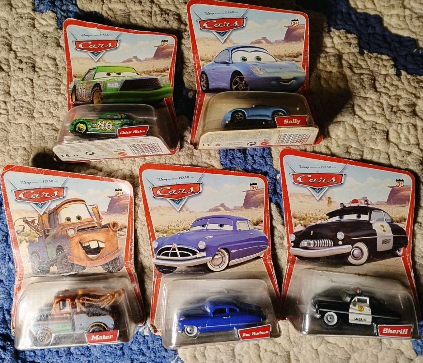 Disney Pixar Cars 2005 Desert Series 12-Back Error Lot of 5 Doc Mater Sally NIP