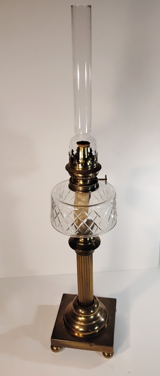 Victorian Kosmos Brenner Glass And Brass Oil Lamp