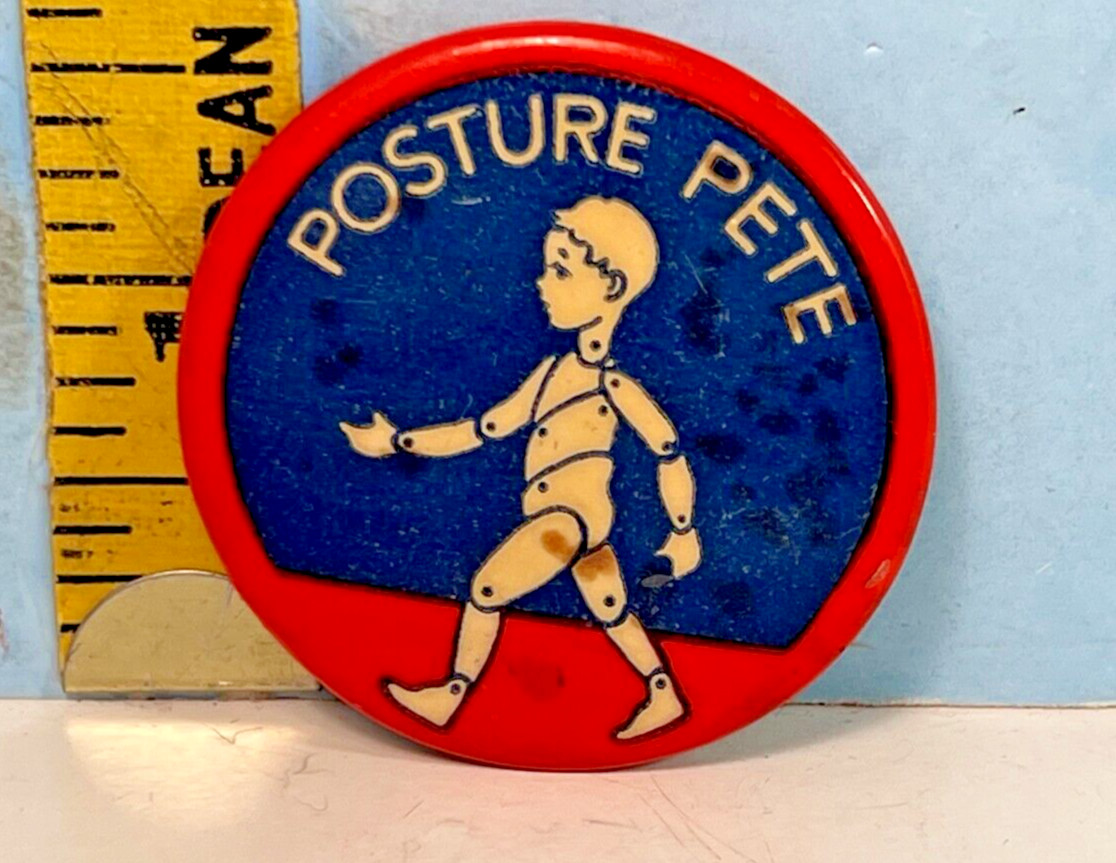 Vintage  Rare  Posture Pete Pinback Button 1-5/8