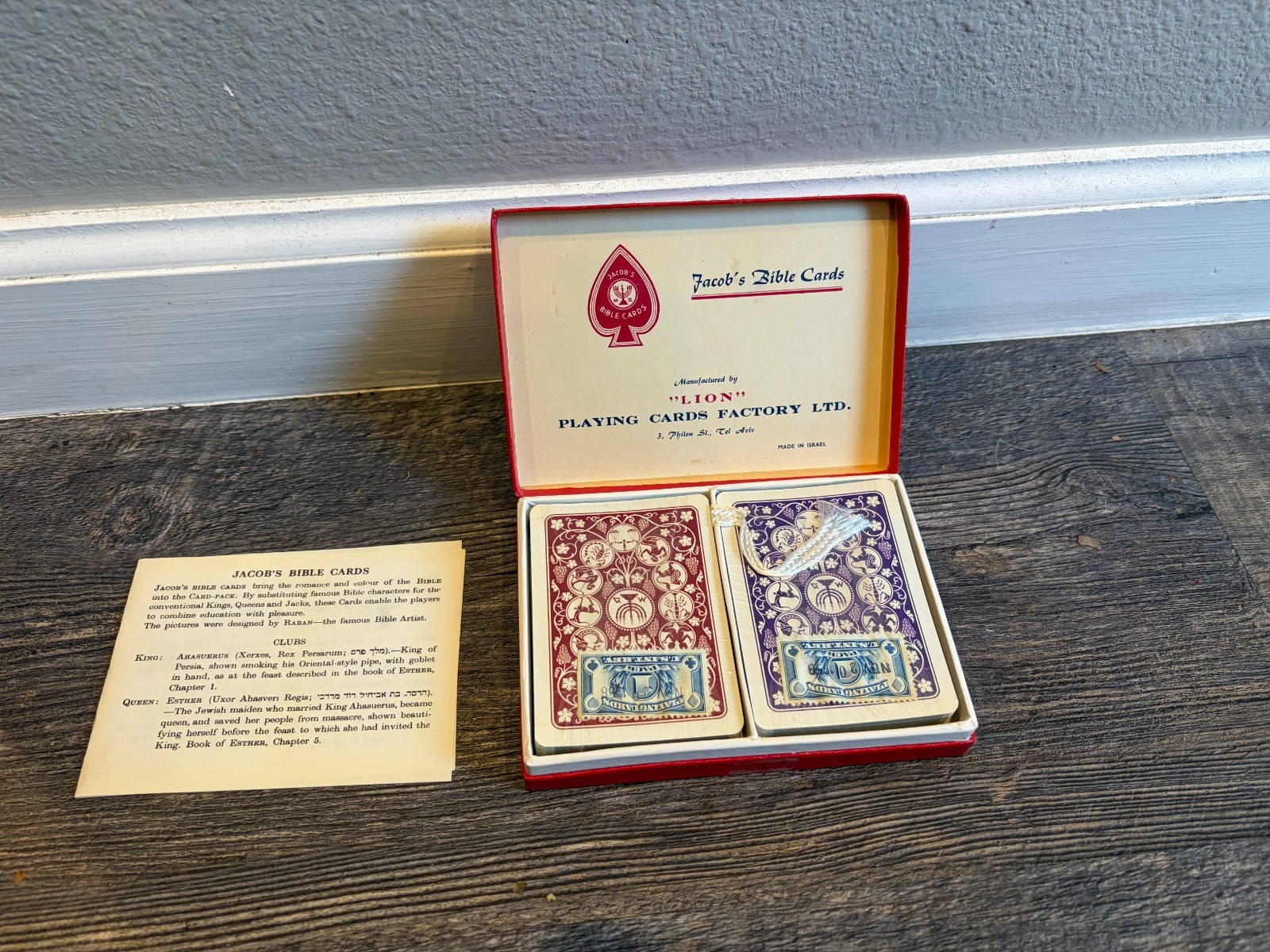 VINTAGE JACOB'S BIBLE PLAYING CARDS 2 DECKS NOS SEALED W/ TAX STAMP - FABULOUS