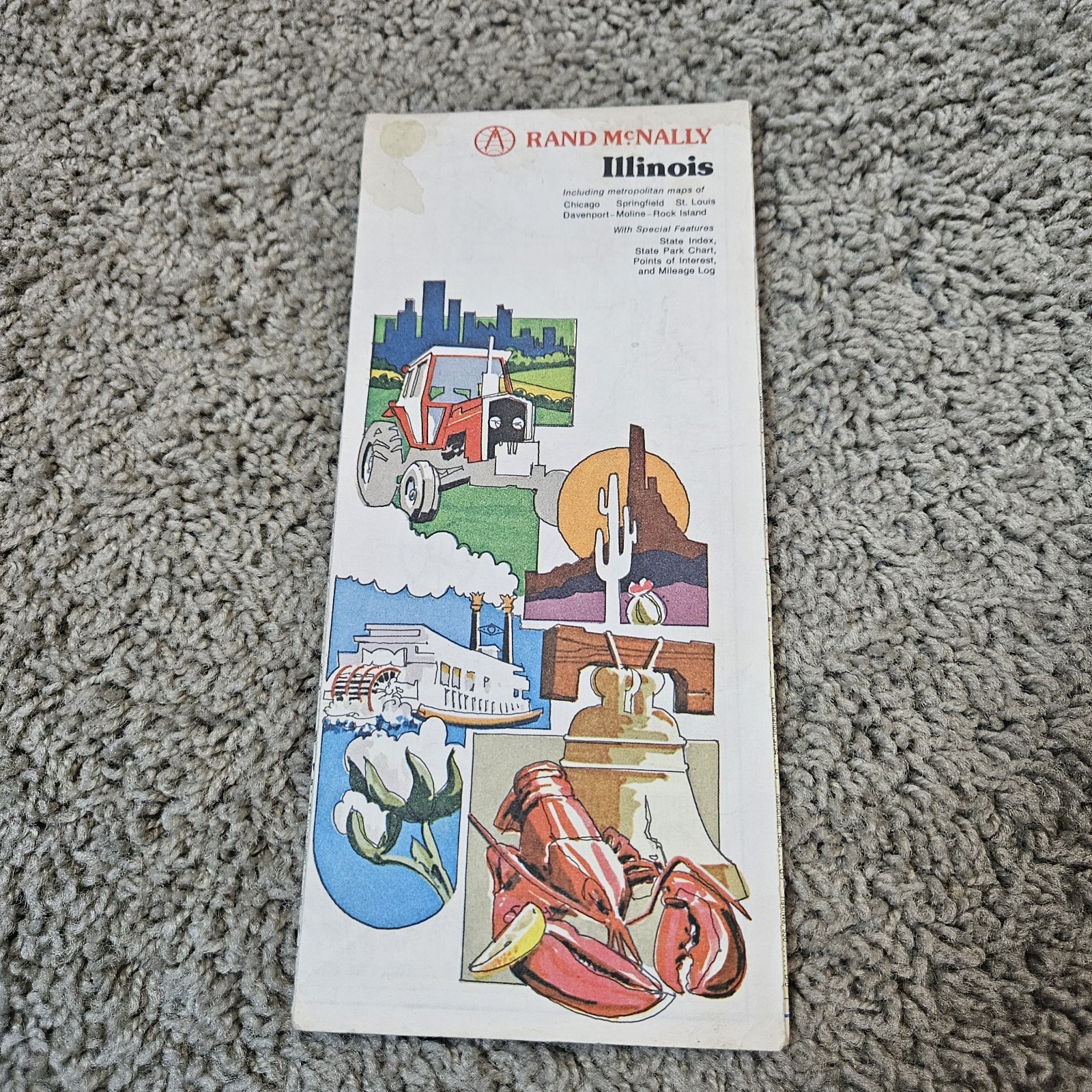 Rand McNally Vintage Illinois Map 60\'s 70\'s Rand McNally Vintage Illinois Map 60\'s 70\'s