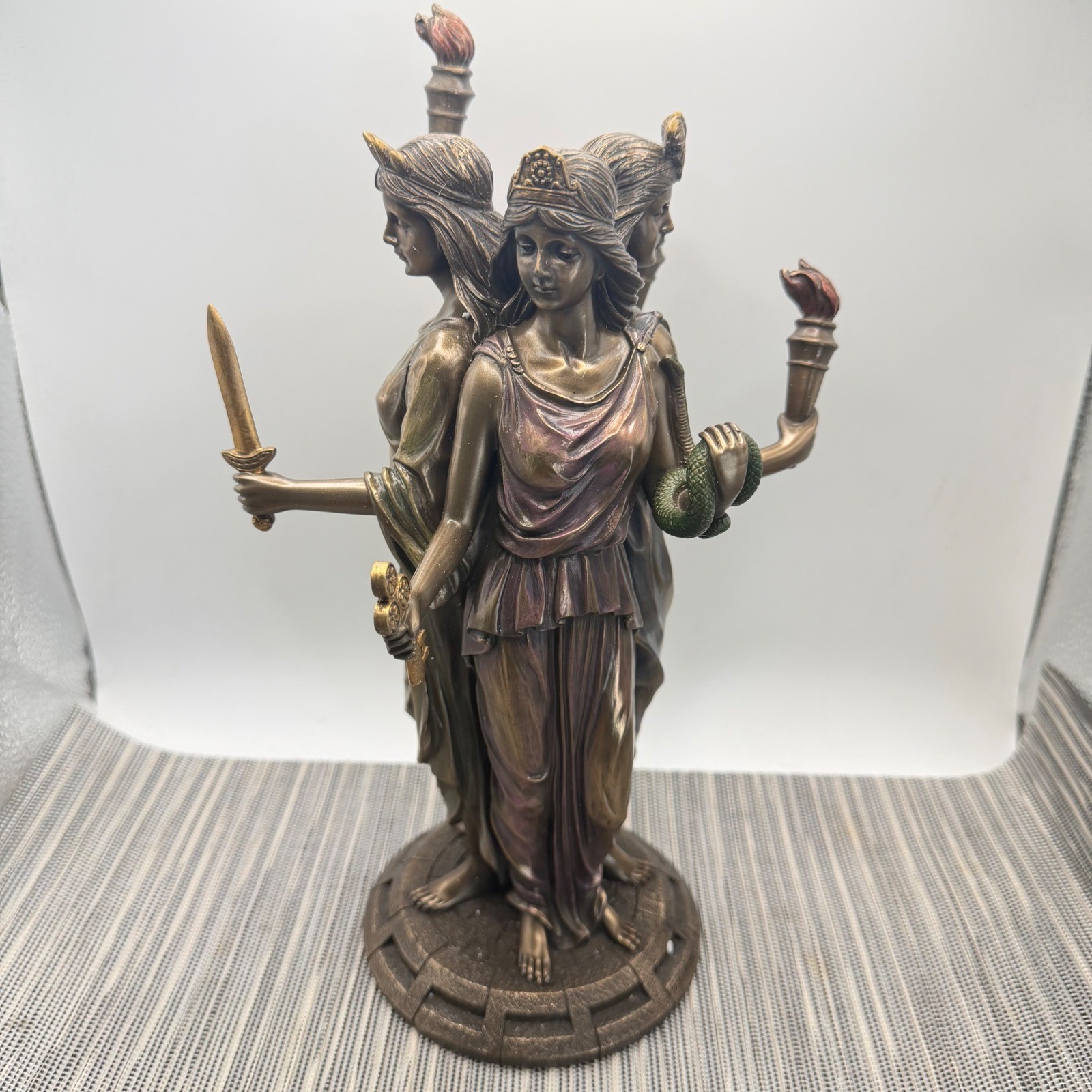 Veronese Design Hecate Greek Goddess Statue Cold Cast Bronze Triple Form 8 inch
