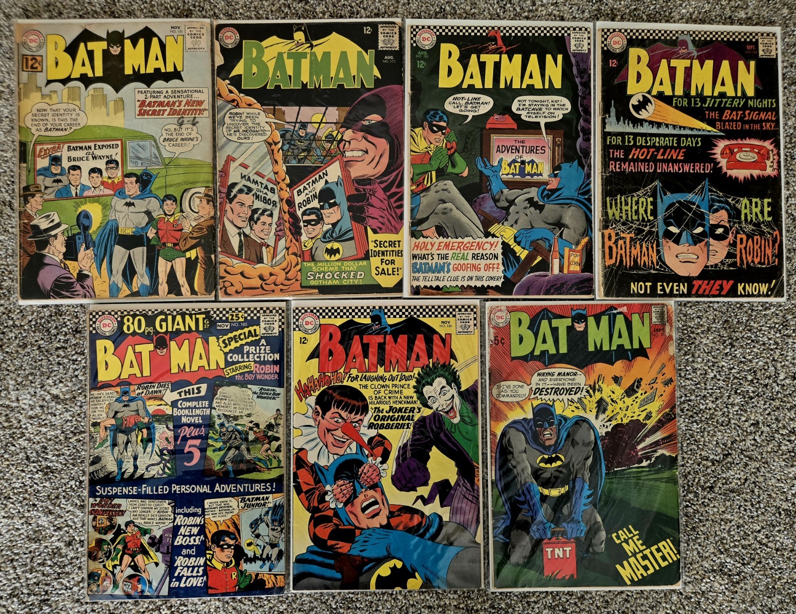 Batman Silver Age Vintage Lot Run #151 173 183 184 185 186 215 Key Comic Joker Batman Silver Age Vintage Lot Run #151 173 183 184 185 186 215 Key Comic Joker
