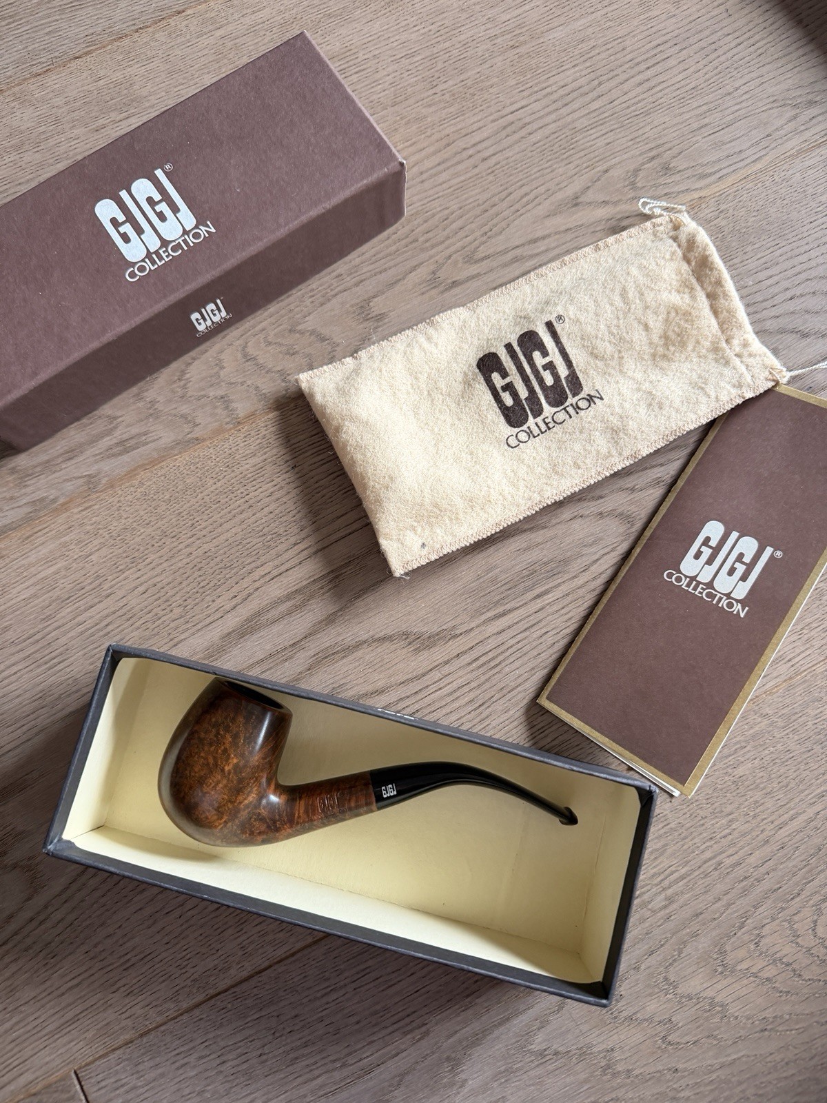 GiGi Collection tobacco pipe made of briar wood new unused original packaging Italy handmade GiGi Collection tobacco pipe made of briar wood new unused original packaging Italy handmade