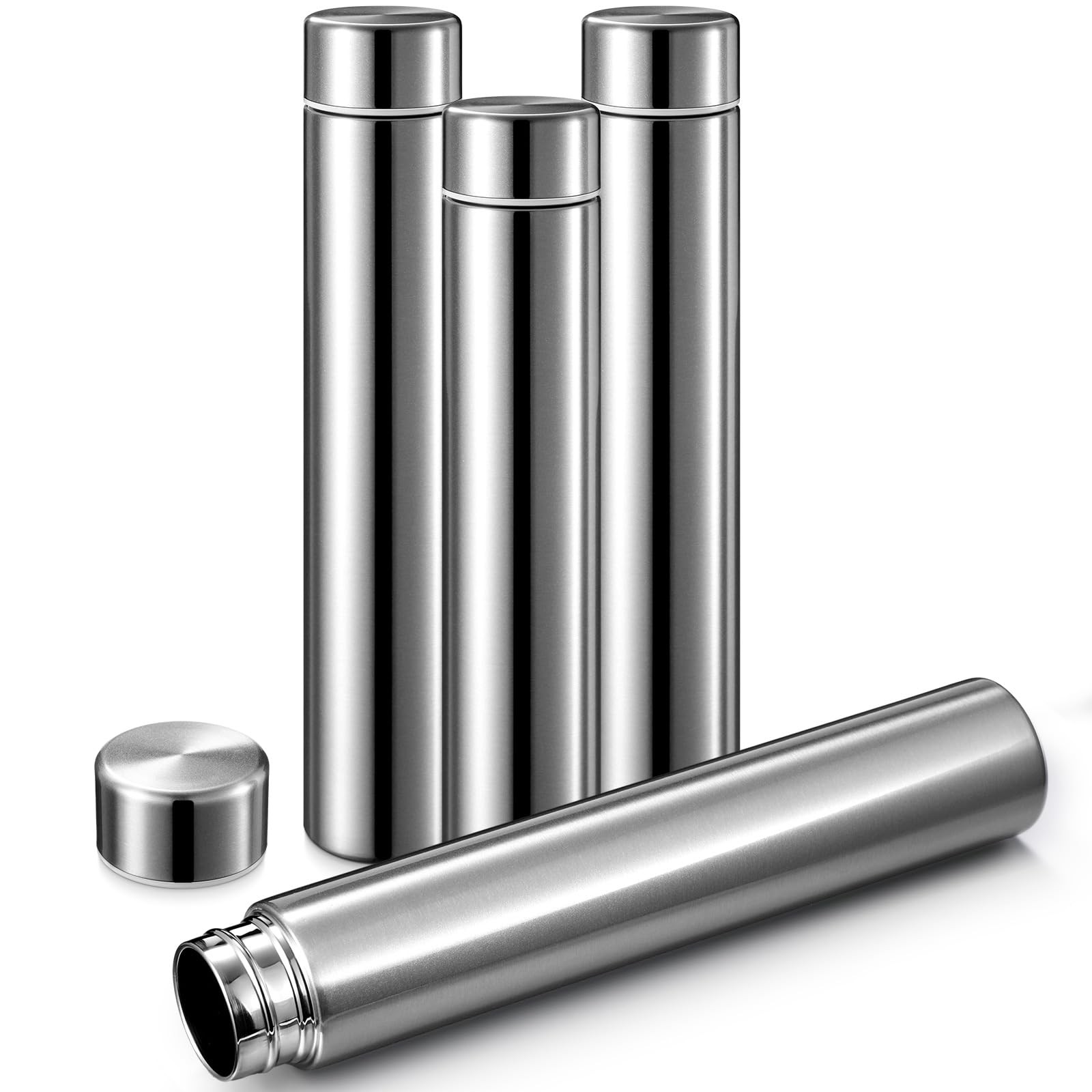 Vesici 4 Pack Silver Slim Stainless Steel Water 1.8 x 9.4 inches,