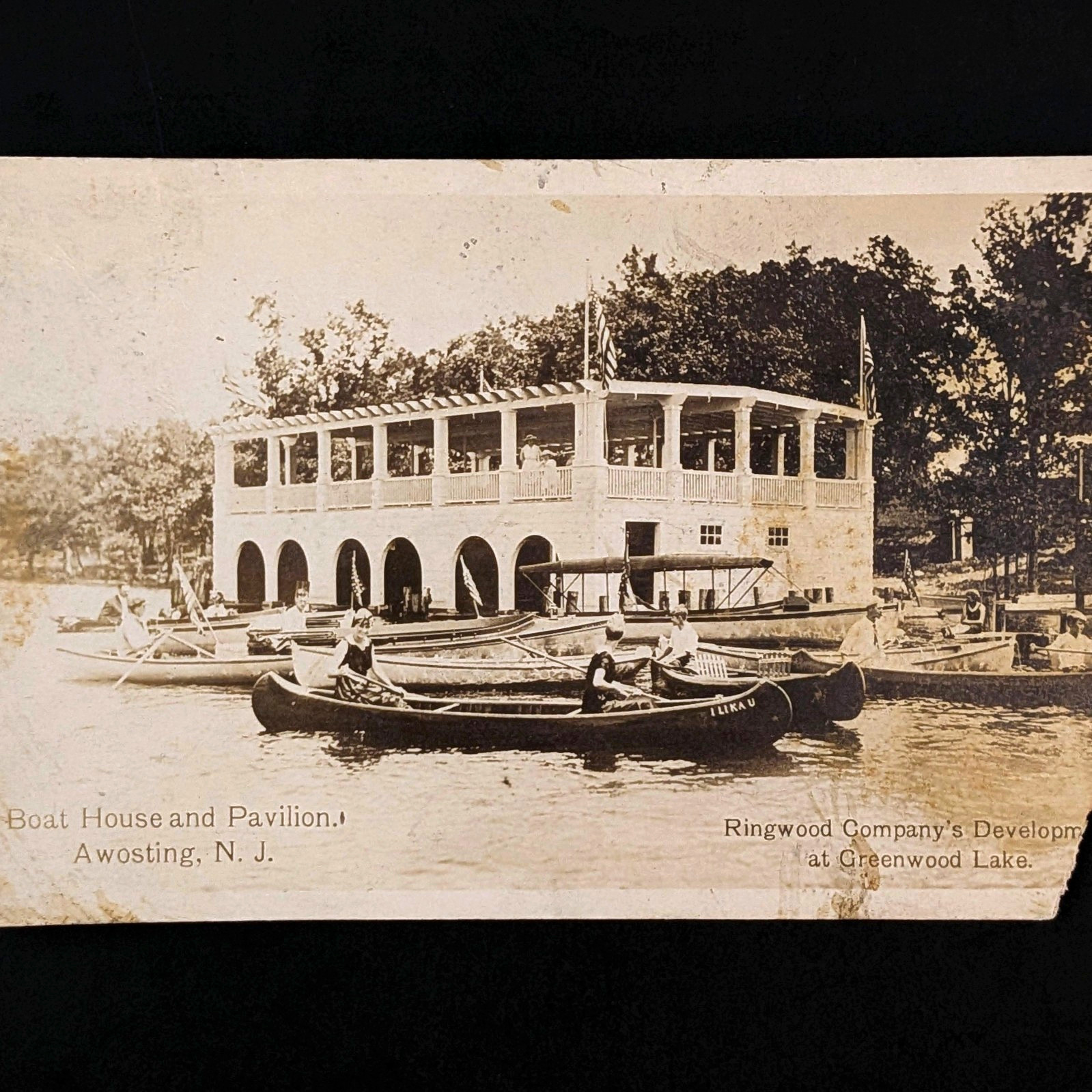Antique RPPC Greenwood Lake Awosting NJ Boat House & Pavilion Ringwood Company