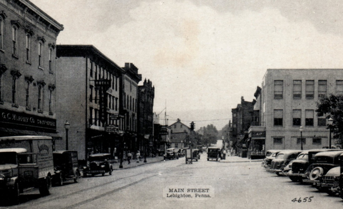 Lehighton PA Main Street Postcard Car Truck Vintage