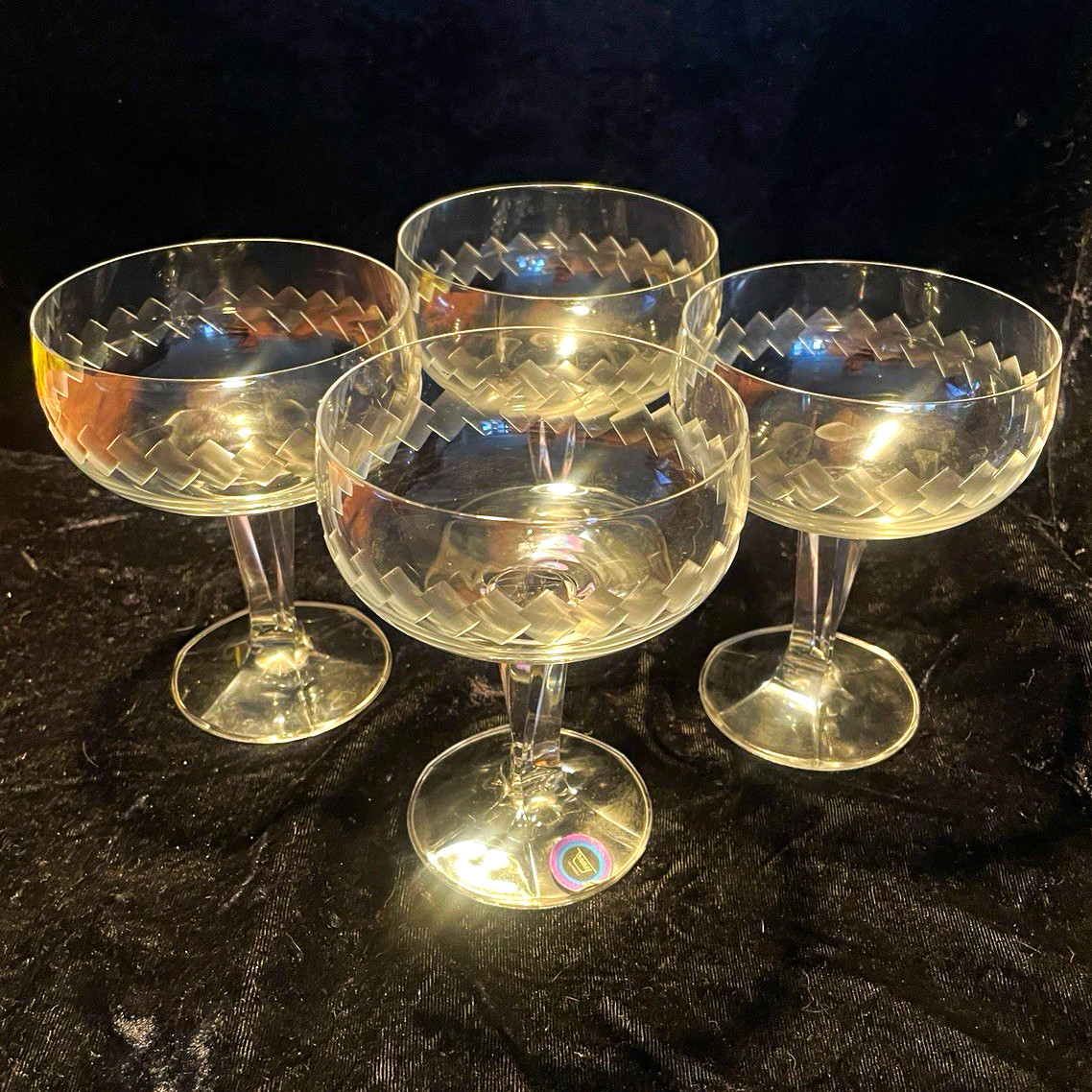 Vintage Thomas Rosenthal Germany Crystal Champagne Coupe Glasses Set of 4