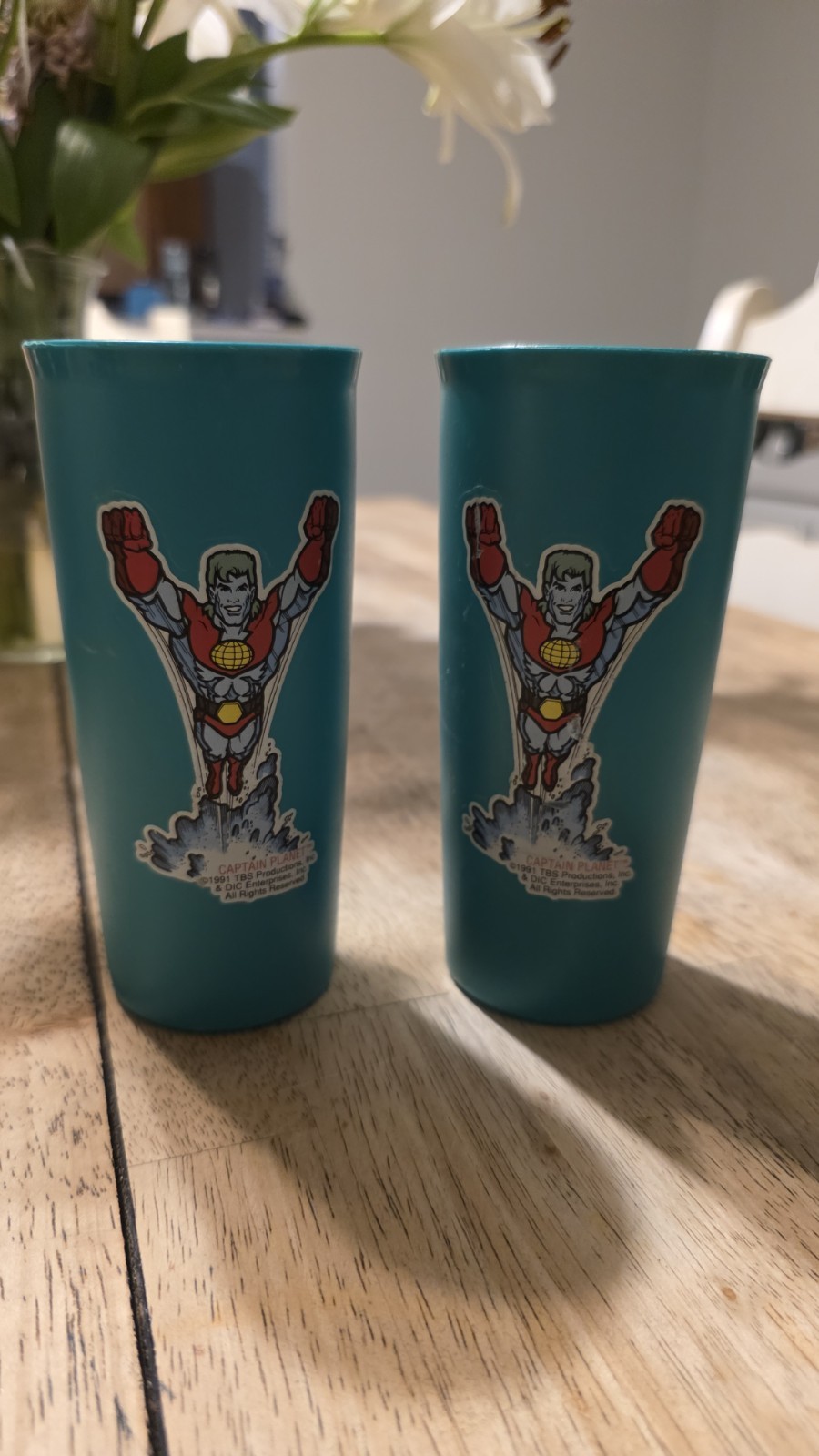  Vintage 1991 Tupperware Captain Planet Cups (Set Of 2)
