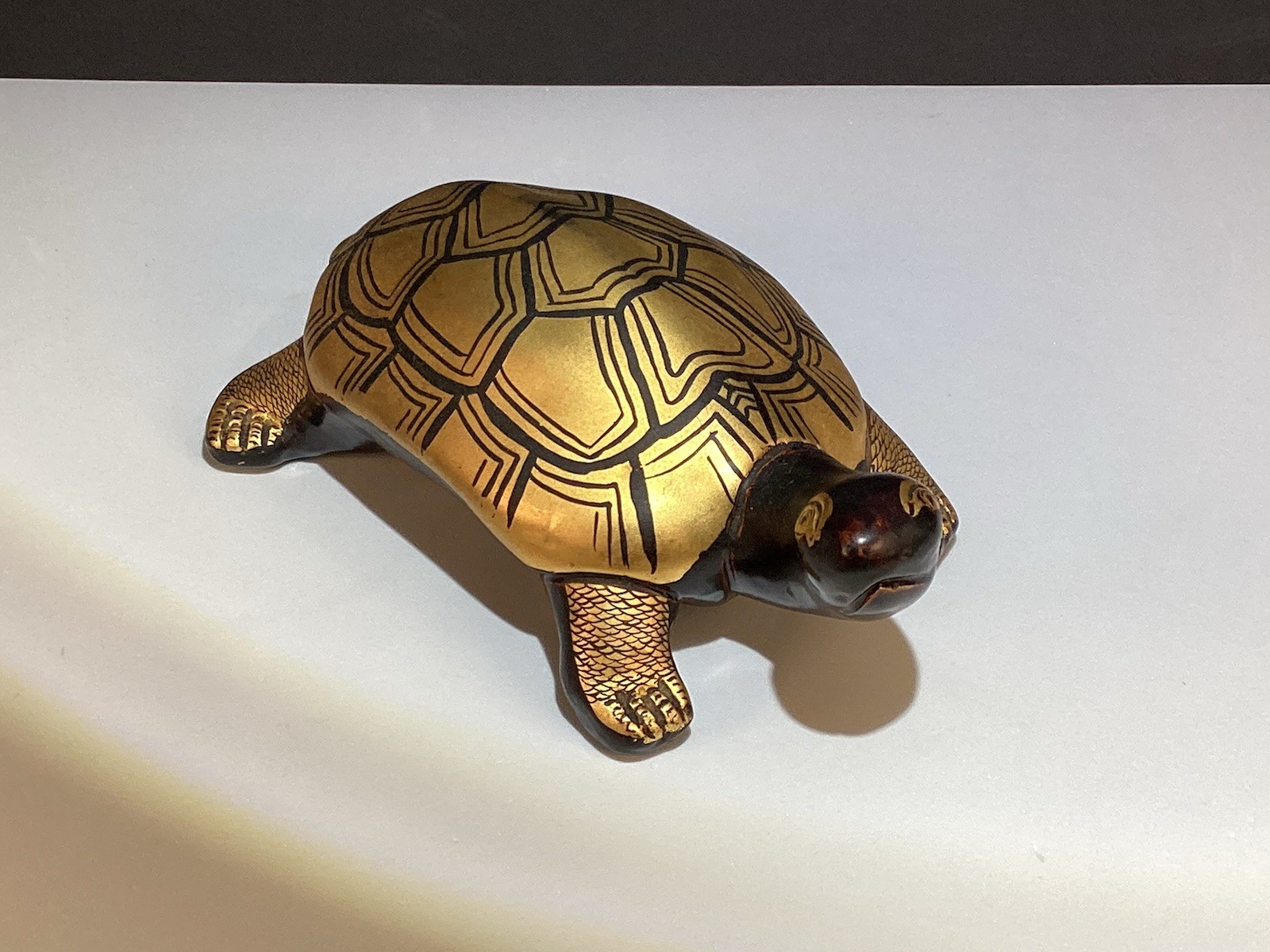 VTG Gold Tone And Black Lacquer Turtle Figurine See Photos READ