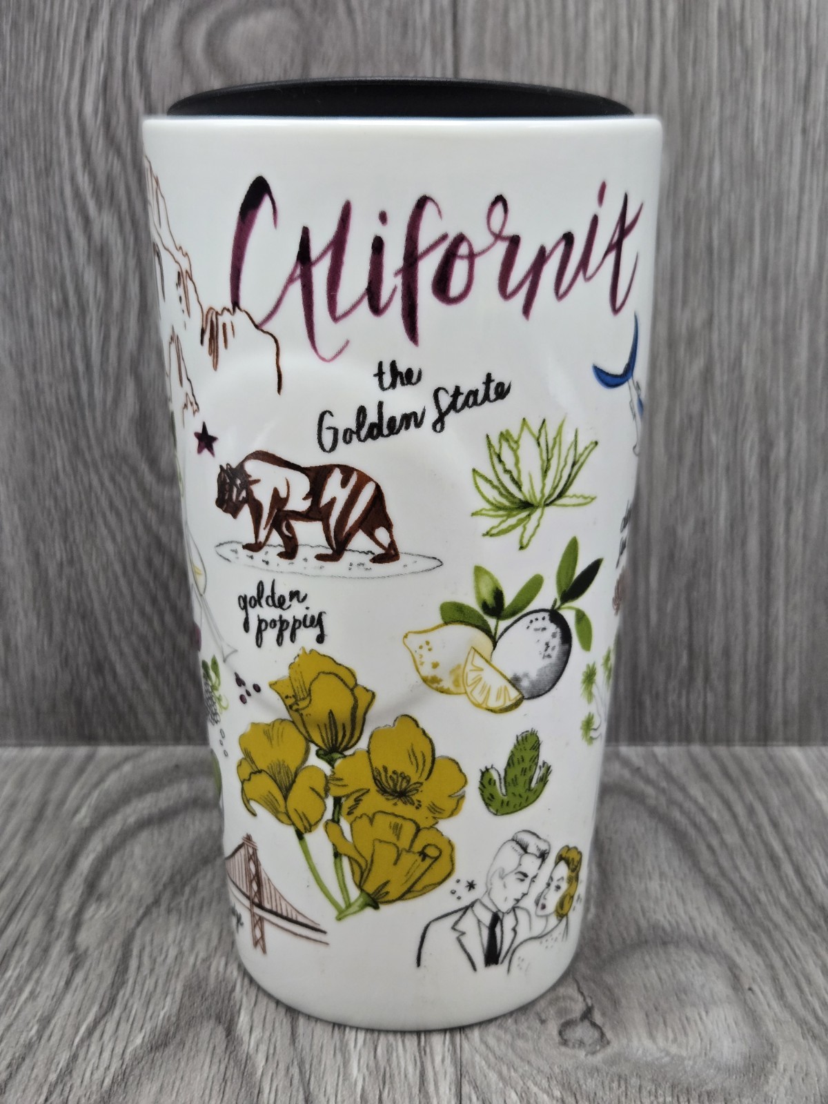 NEW Starbucks CALIFORNIA Ceramic 12oz Tumbler & Lid