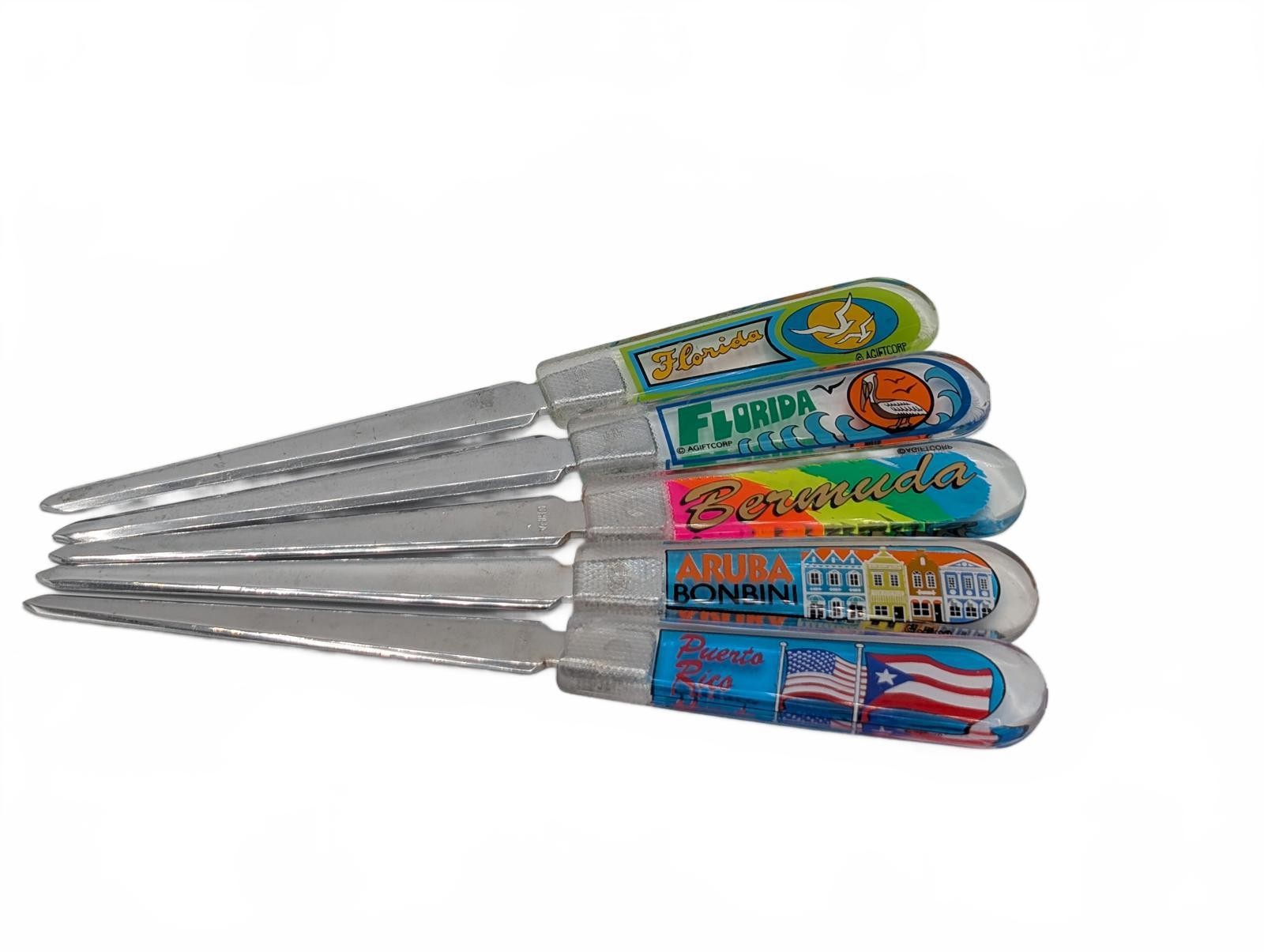 Unbranded Souvenir Letter Opener Set Florida Bermuda Aruba Puerto Rico Lot Of 5