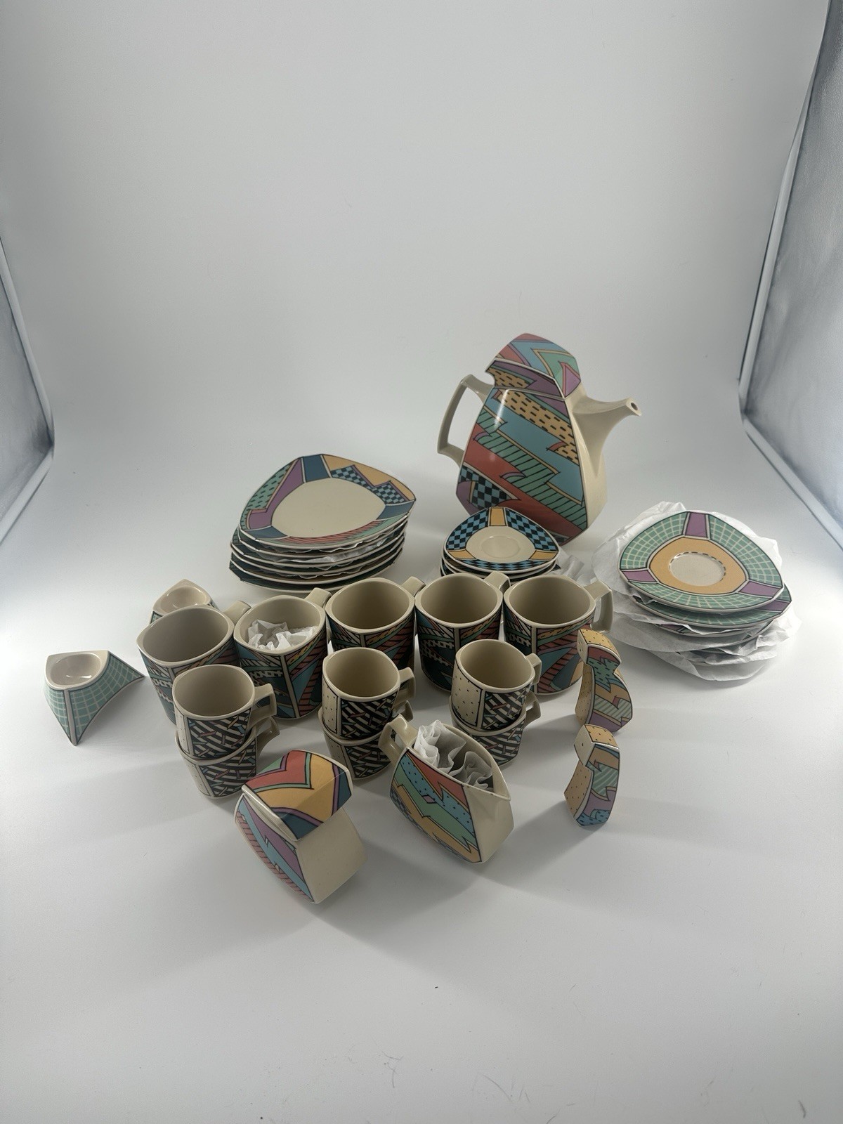Vintage Rosenthal Studio Line Dorothy Hafner Flash Tea Set Postmodern Memphis 