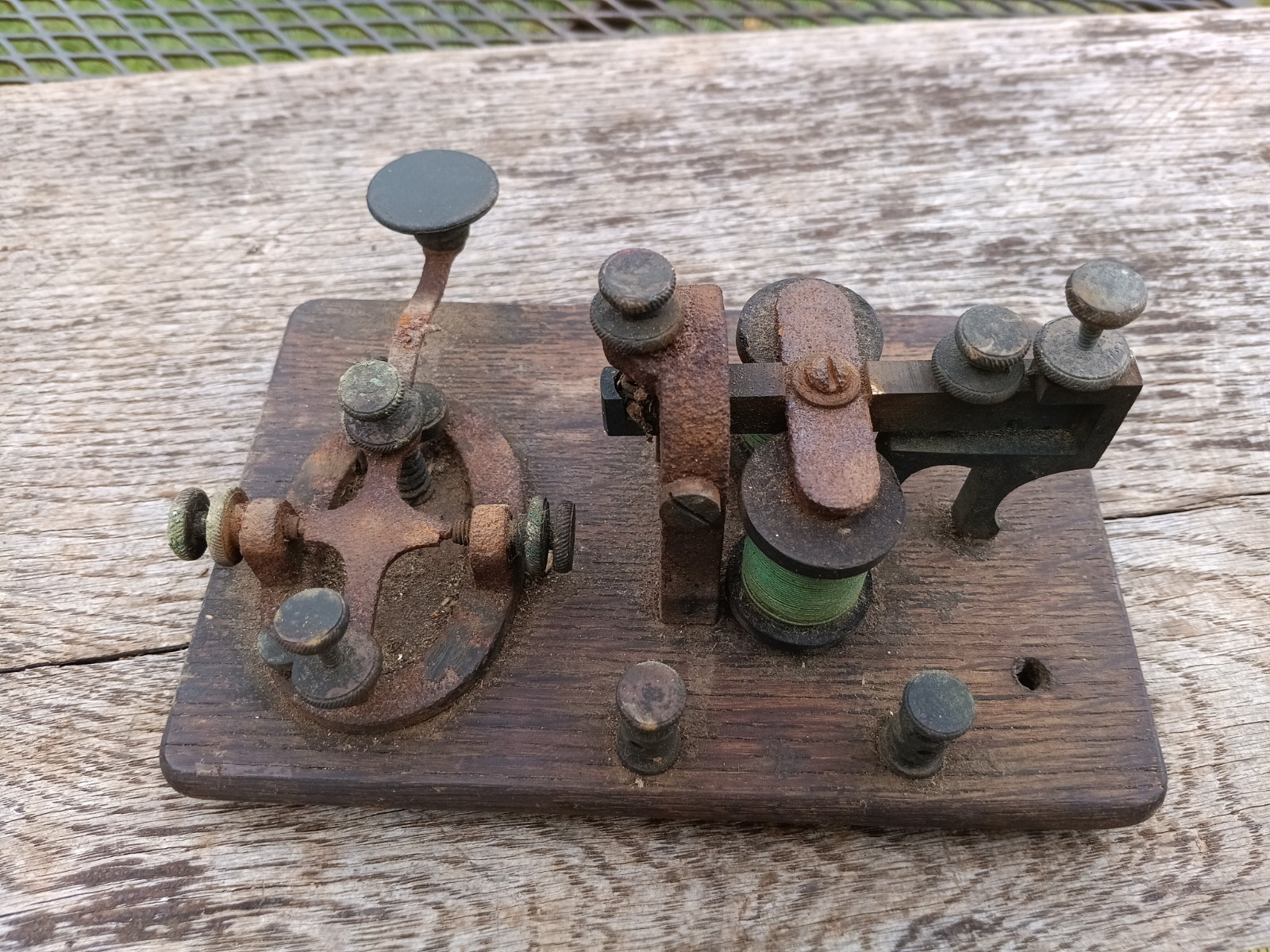 Antique Telegraph Key & Sounder Board