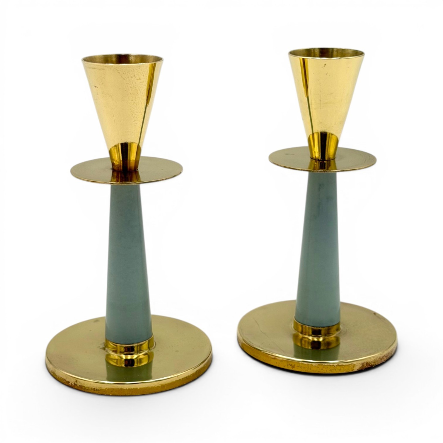Adam Thylstrup for Nils Johan, Pair Mid Century Modern Swedish Candlesticks