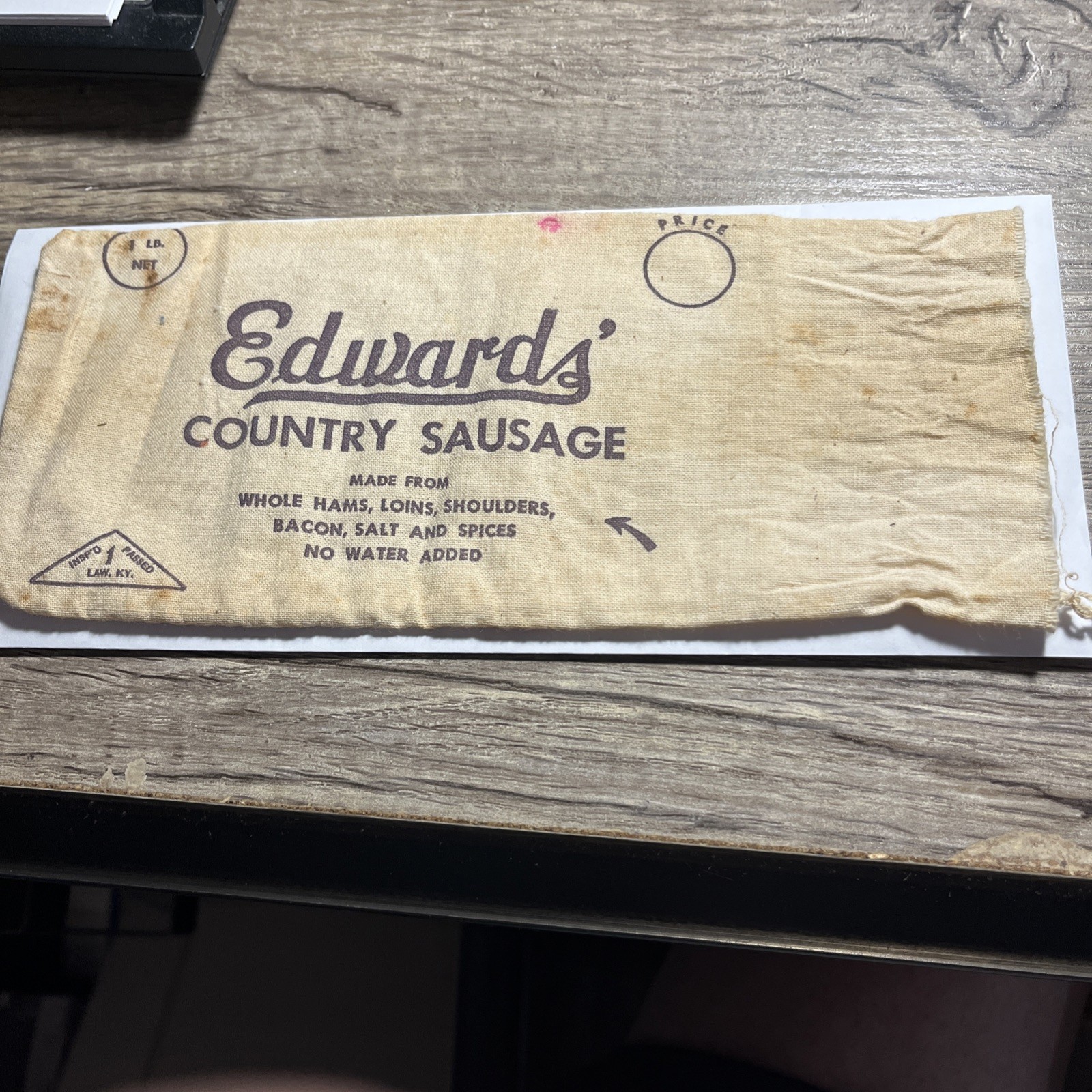 VINTAGE EDWARD\'S COUNTRY SAUSAGE CLOTH BAG 1950 s-60 s KENTUCKY 9\ VINTAGE EDWARD\'S COUNTRY SAUSAGE CLOTH BAG 1950 s-60 s KENTUCKY 9\