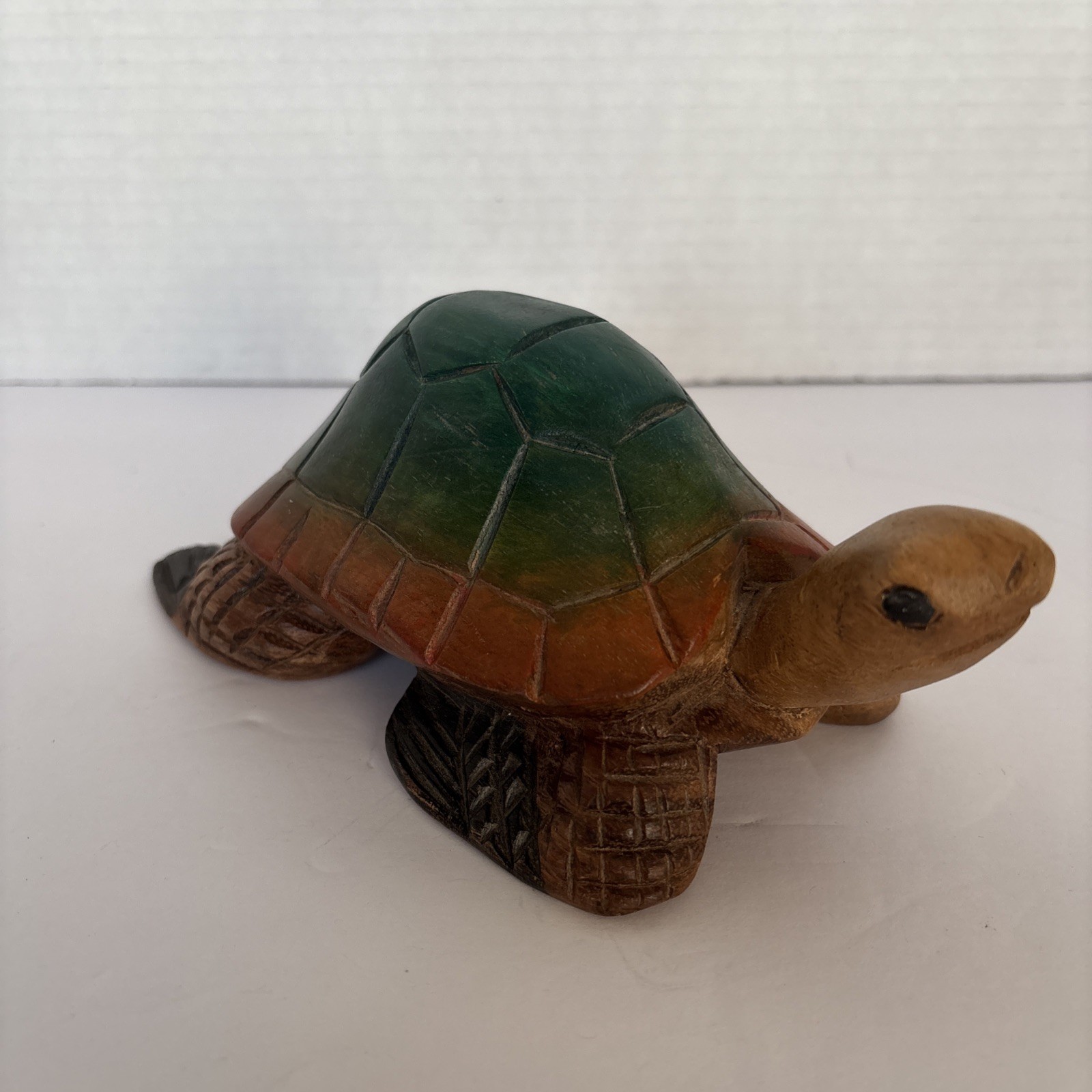 VTG Wood Sea Turtle Hand Carved Tortoise Sculpture Figurine 7\