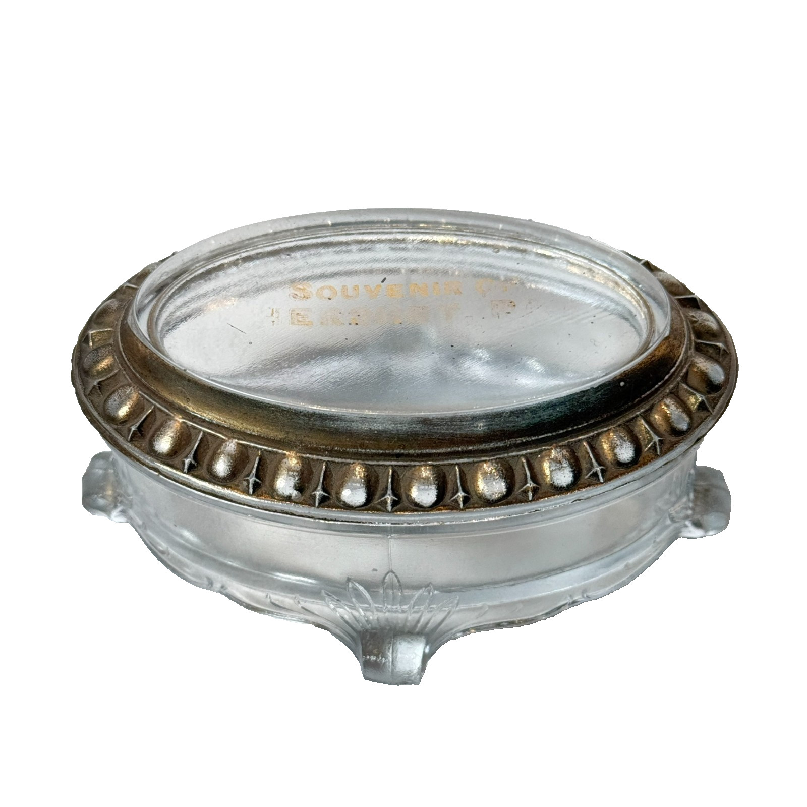 HERSHEY PA Pennsylvania Antique DEPRESSION Glass Souvenir TRINKET BOX