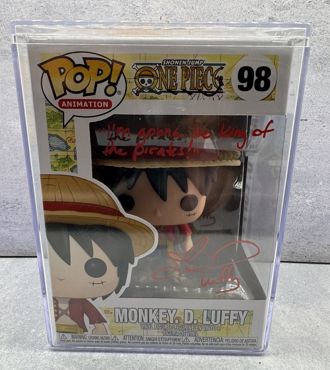 Colleen Clinkenbeard Signed Monkey D. Luffy Funko Pop #98 One Piece hard case