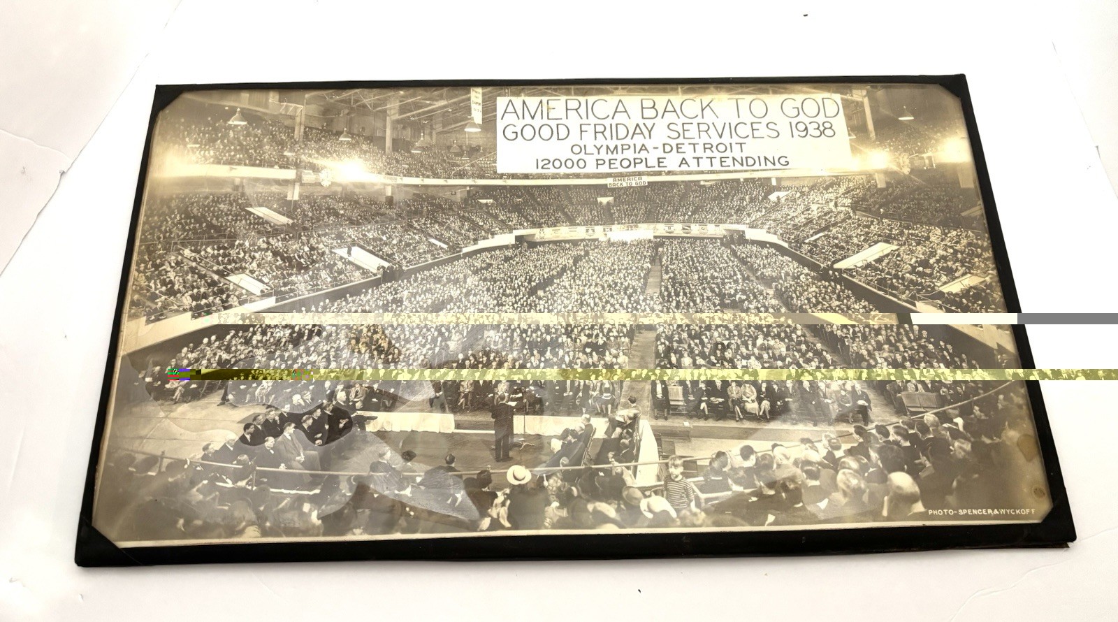 Antique 1938 Olympia Detroit Arena Crowd Photograph Spencer & Wyckoff Photo