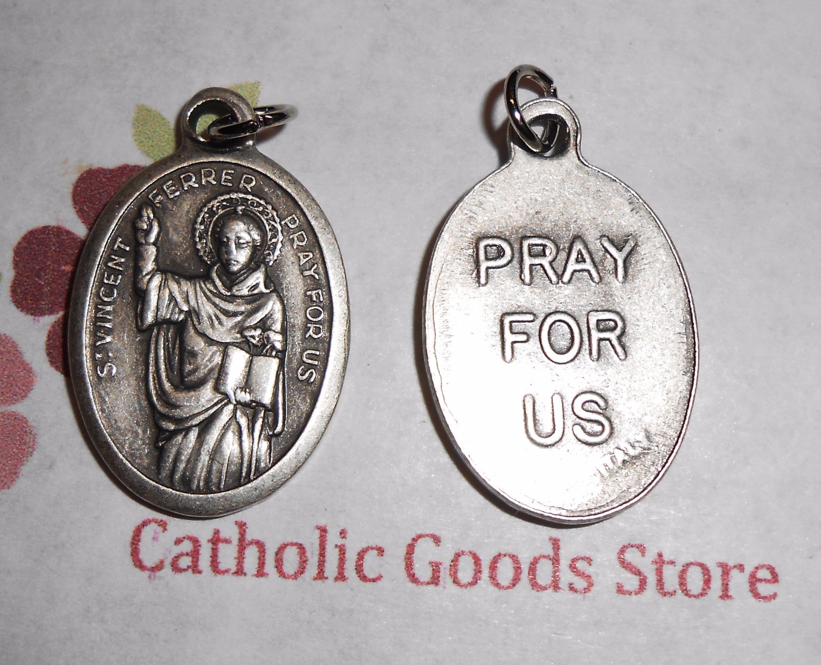 Saint St. Vincent Ferrer / Pray for Us - Italian Silver tone 1\