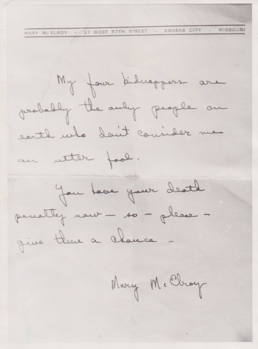 1940 Press Photo View of the Suicide Note of Mary McElroy of Kansas City
