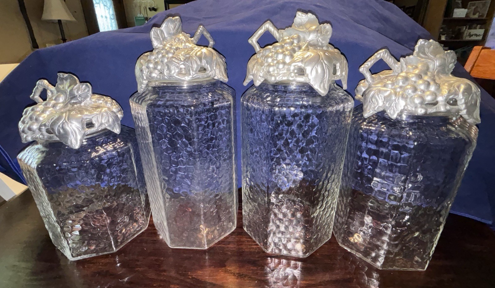 4 ARTHUR COURT Grape Clear Glass Canisters 2x15” 13\ 4 ARTHUR COURT Grape Clear Glass Canisters 2x15” 13\