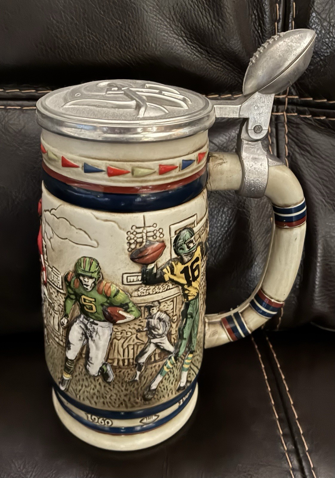 Avon 1983 Great American Football Ceramic Stein #74401 Vintage Avon Collectible