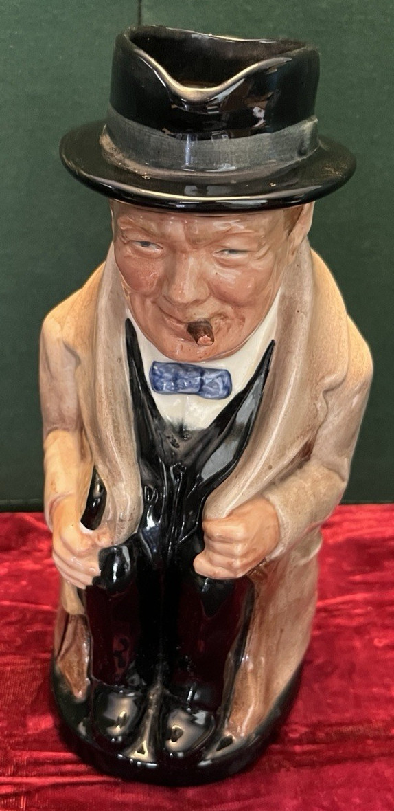 Vtg Royal Doulton Winston Churchill Toby Pitcher Mug Jug Large 9” w/handle UK