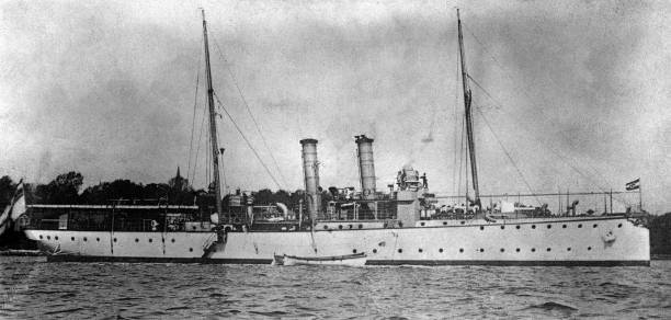 The German Torpedo Ram Cruiser SMS Tiger German Naval Station- 1911 Old Photo
