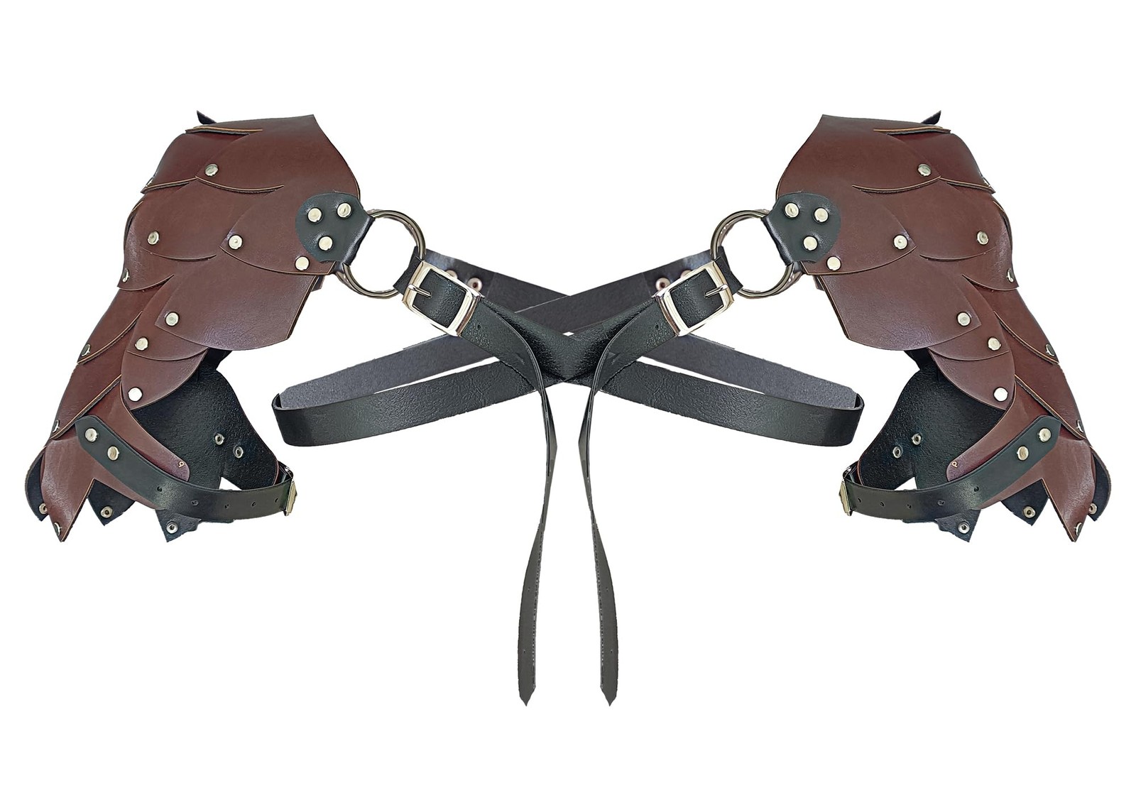 Medieval PU Leather Knight Shoulder Armor Vintage Adjustable Harness Pauldron...