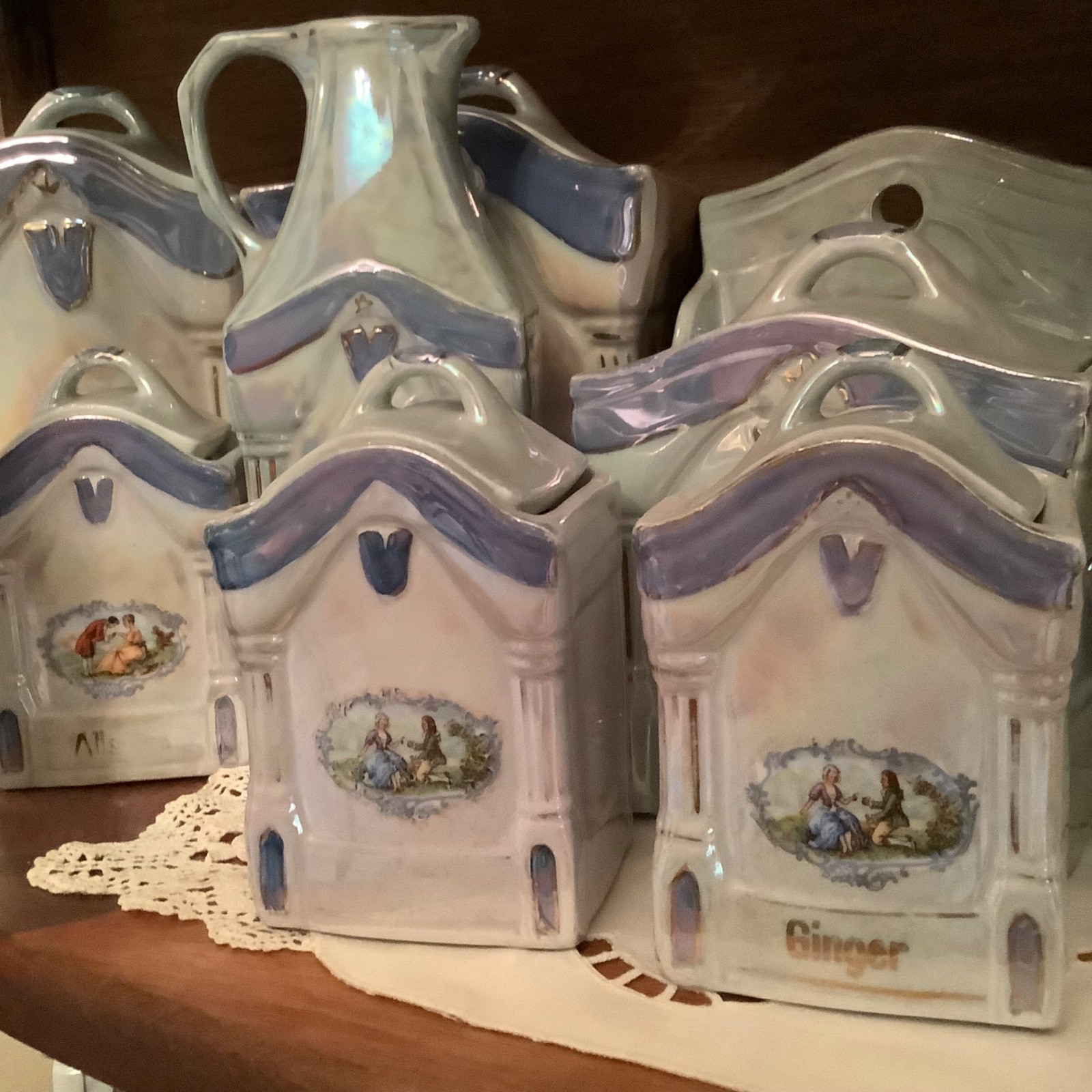 White Block Germany lustre canister set White Block Germany lustre canister set