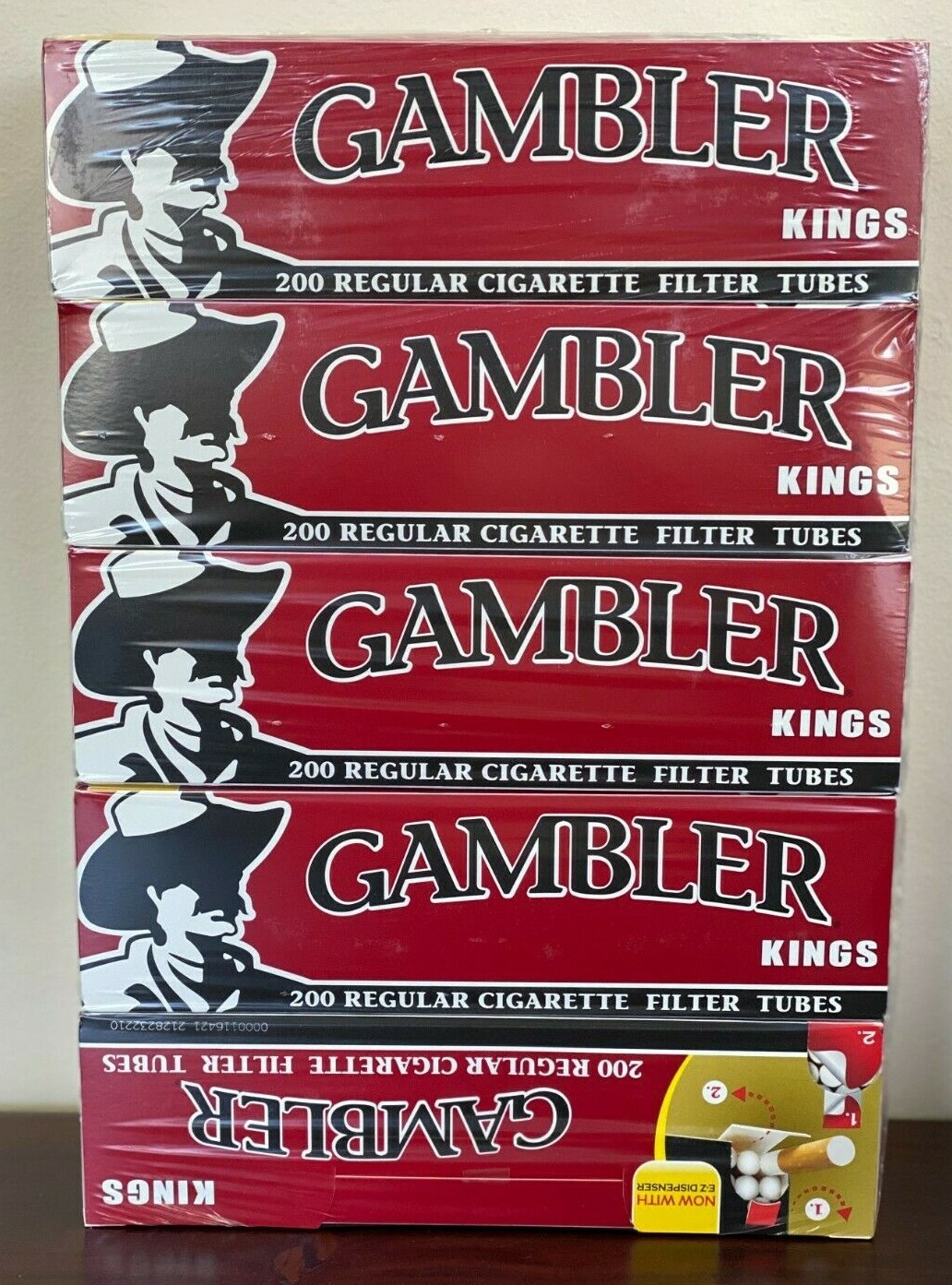 Gambler Regular King Size RYO Cigarette Tubes - 5 Boxes ~Ships In Box