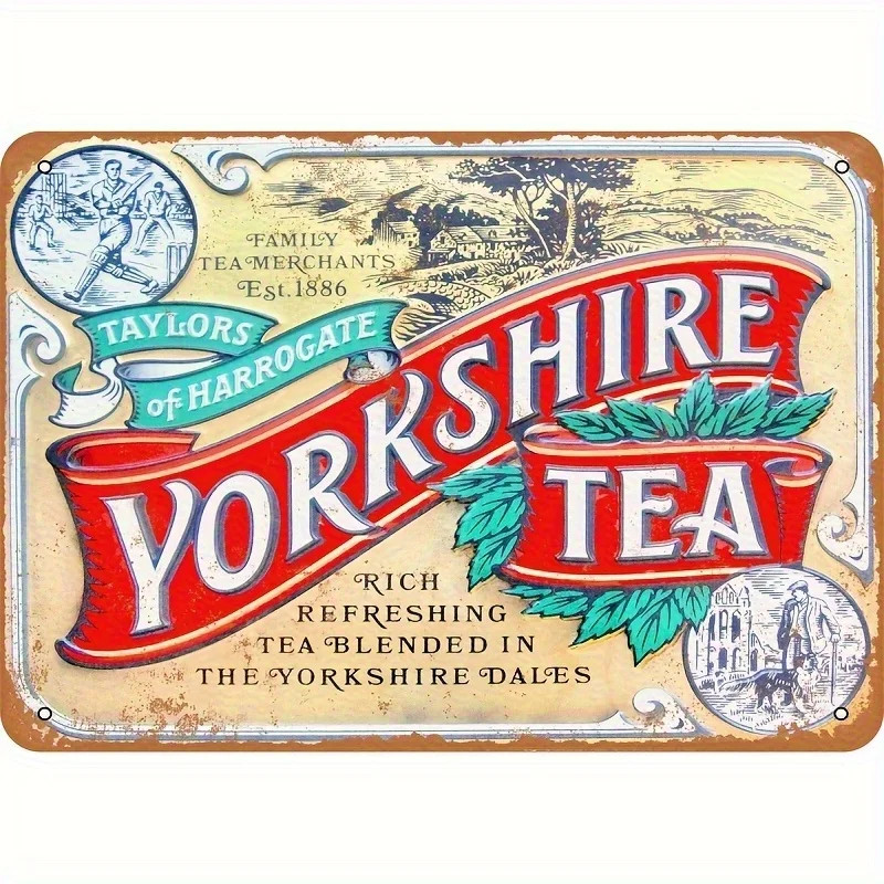 Vintage Yorkshire Tea Retro British Tea Tin Metal Signs Home Décor 8x12 